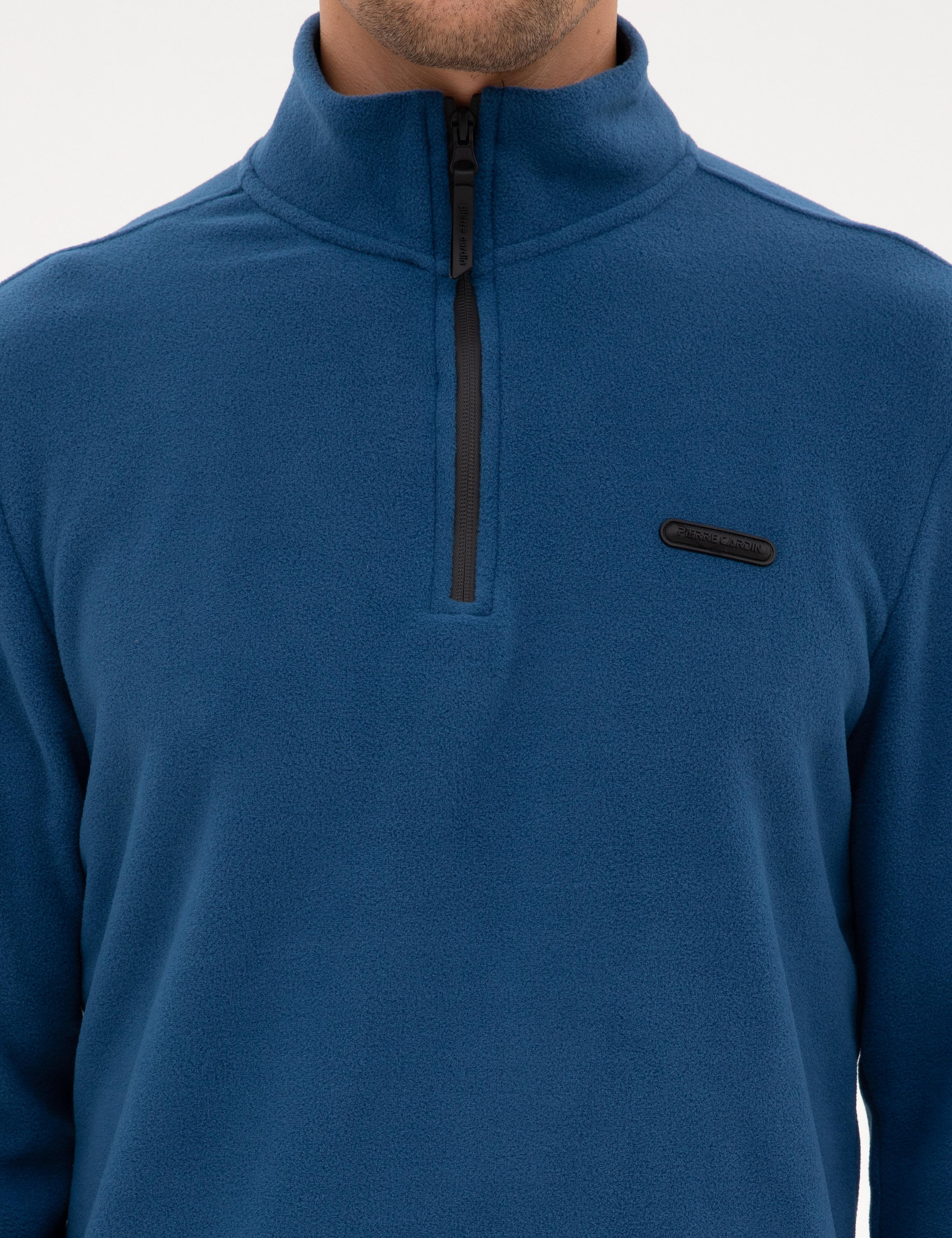 Açık Lacivert Regular Fit Yarım Fermuarlı Polar Sweatshirt