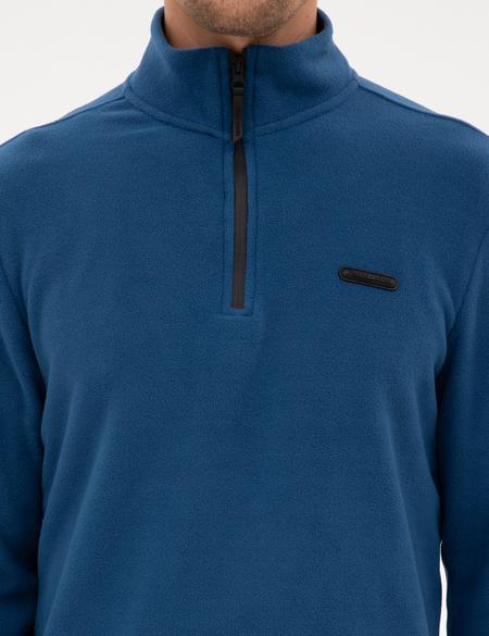 Açık Lacivert Regular Fit Yarım Fermuarlı Polar Sweatshirt - 50314056134