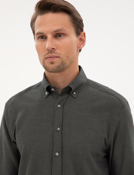 Koyu Haki Regular Fit Uzun Kollu Gömlek - 50311380074