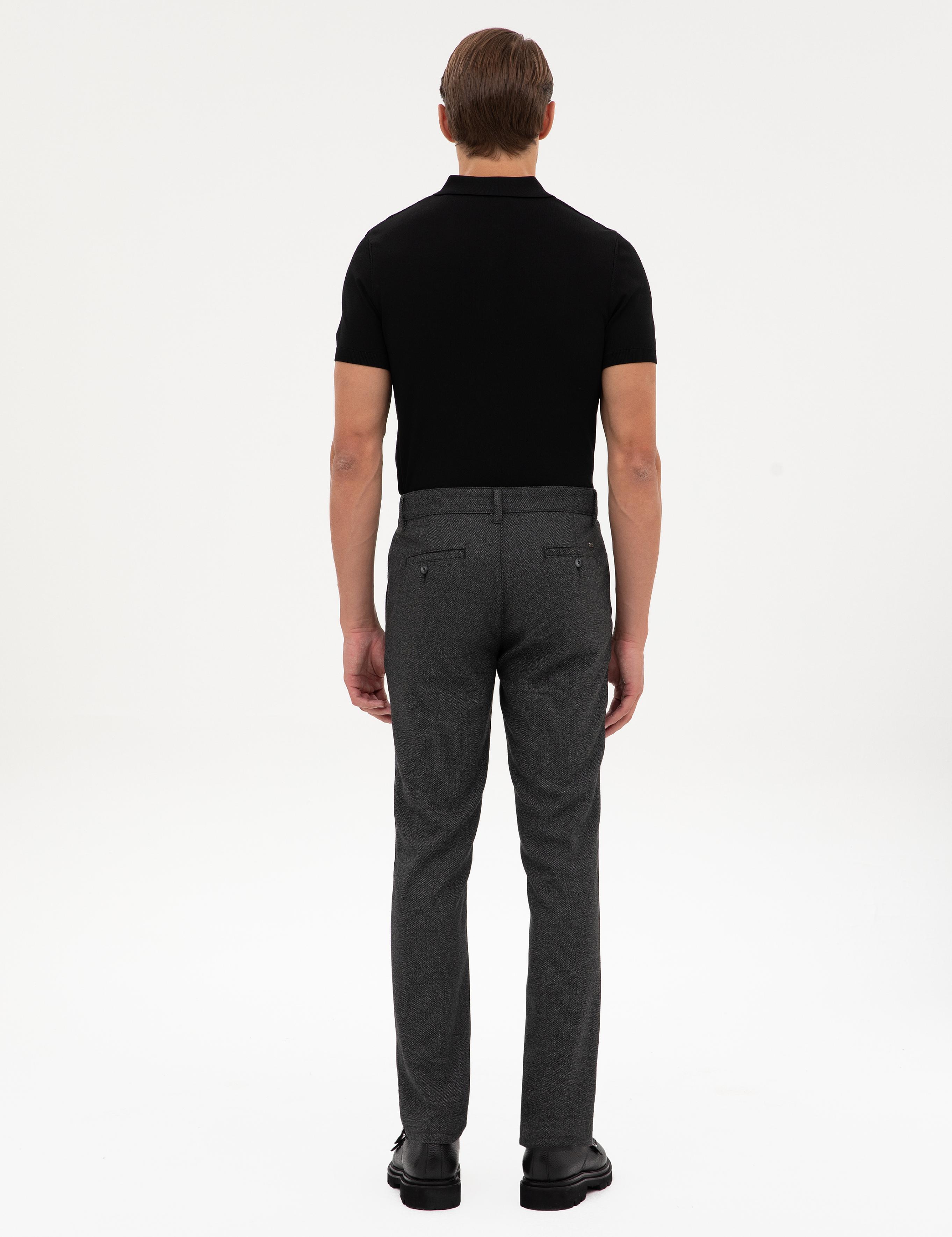 Siyah Slim Fit Kanvas Pantolon