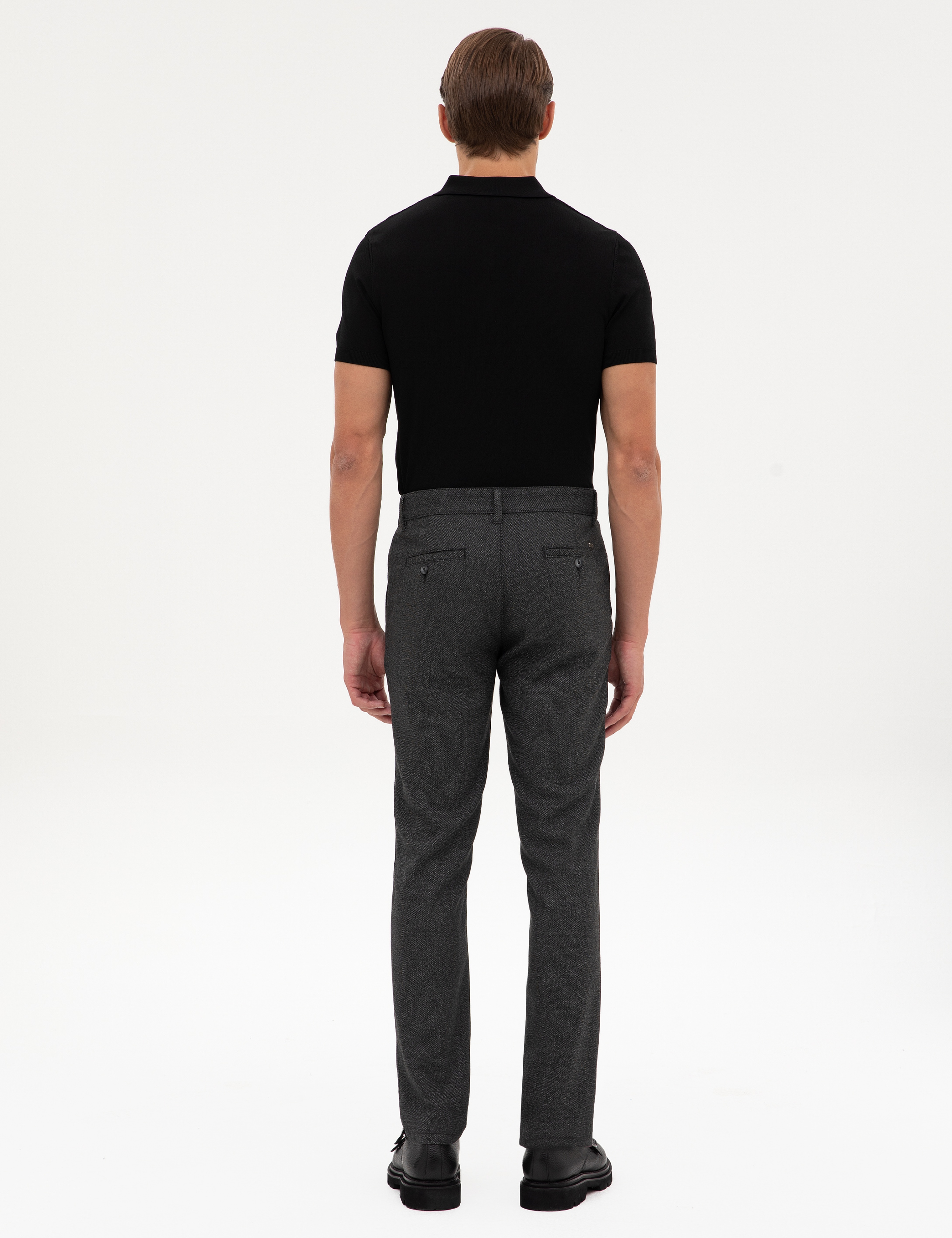 Siyah Slim Fit Kanvas Pantolon - Image 4