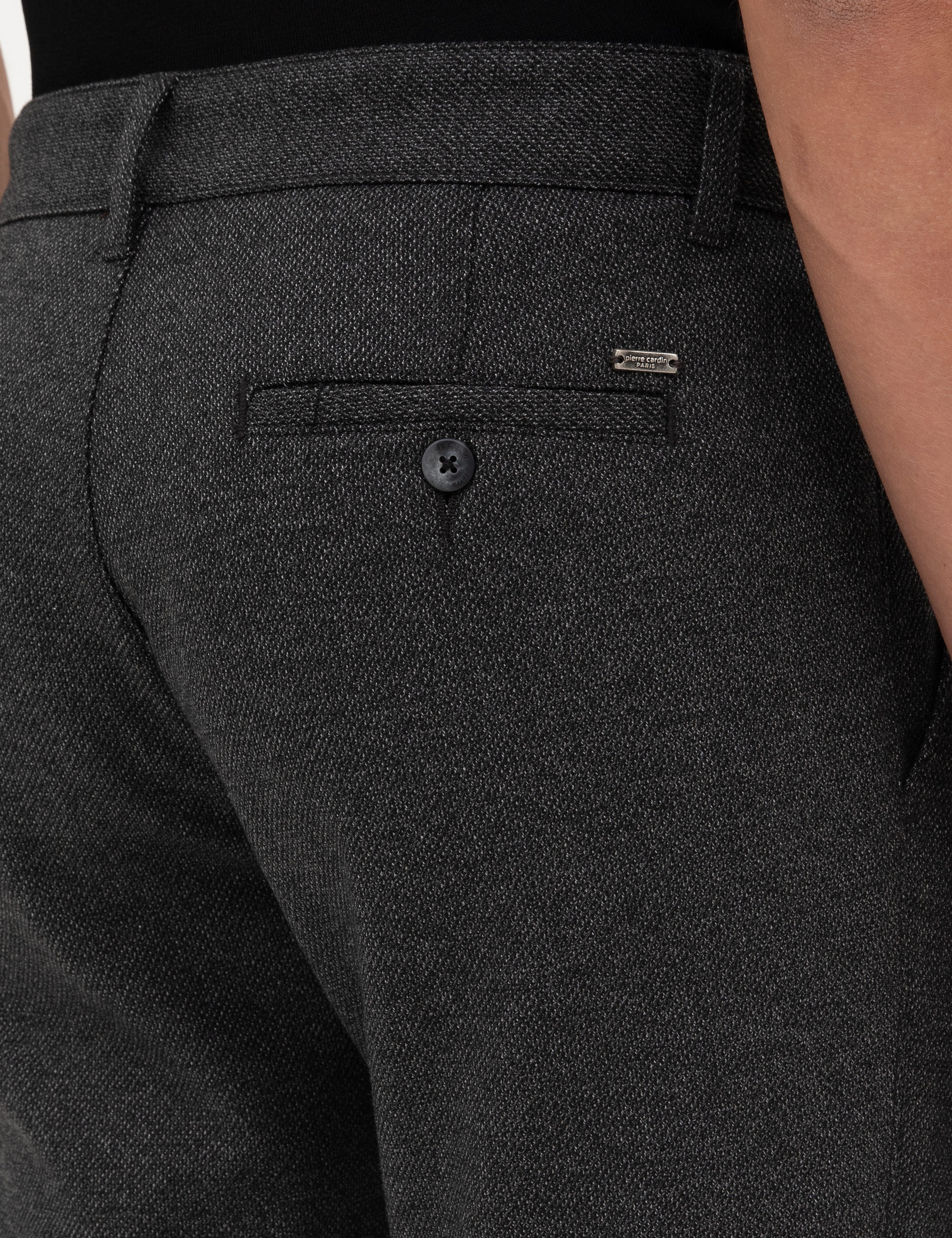 Siyah Slim Fit Kanvas Pantolon - Image 6