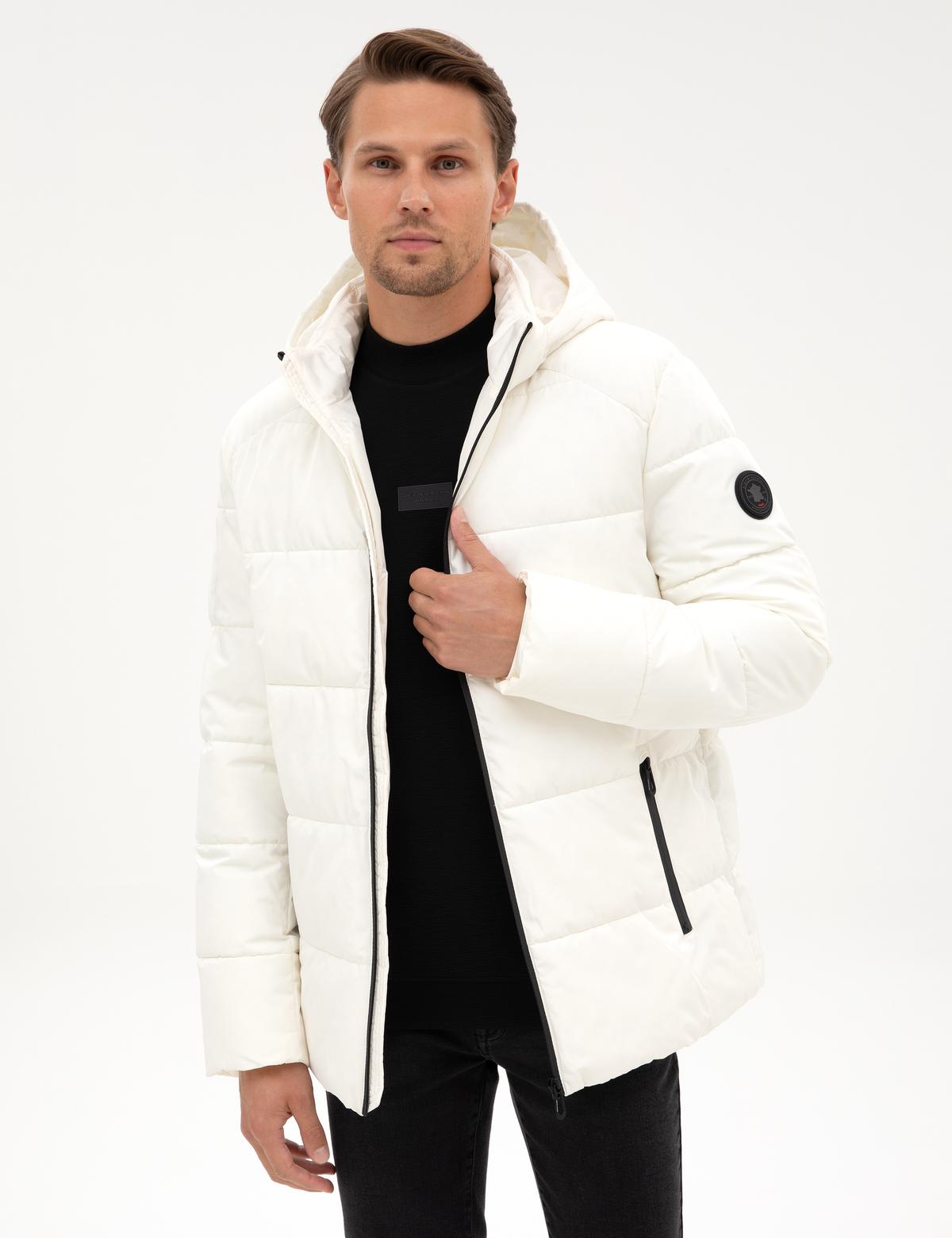 Ekru Kapüşonlu Mont - 50313923002