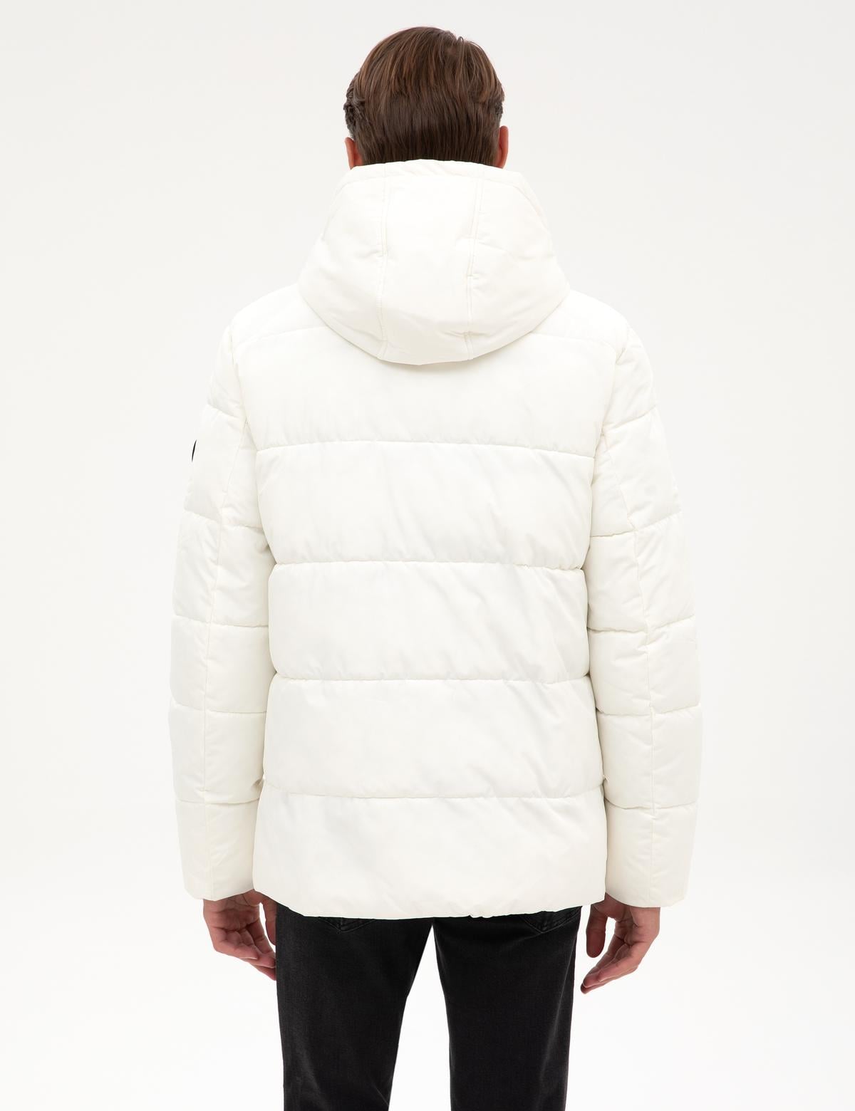 Ekru Kapüşonlu Mont - 50313923002