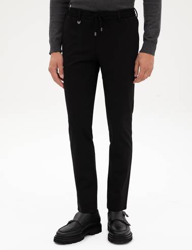 Siyah Beli Lastikli Kordonlu Klasik Jogger Pantolon