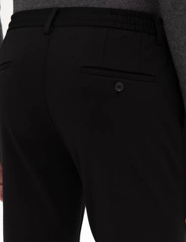Siyah Beli Lastikli Kordonlu Klasik Jogger Pantolon