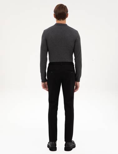 Siyah Beli Lastikli Kordonlu Klasik Jogger Pantolon