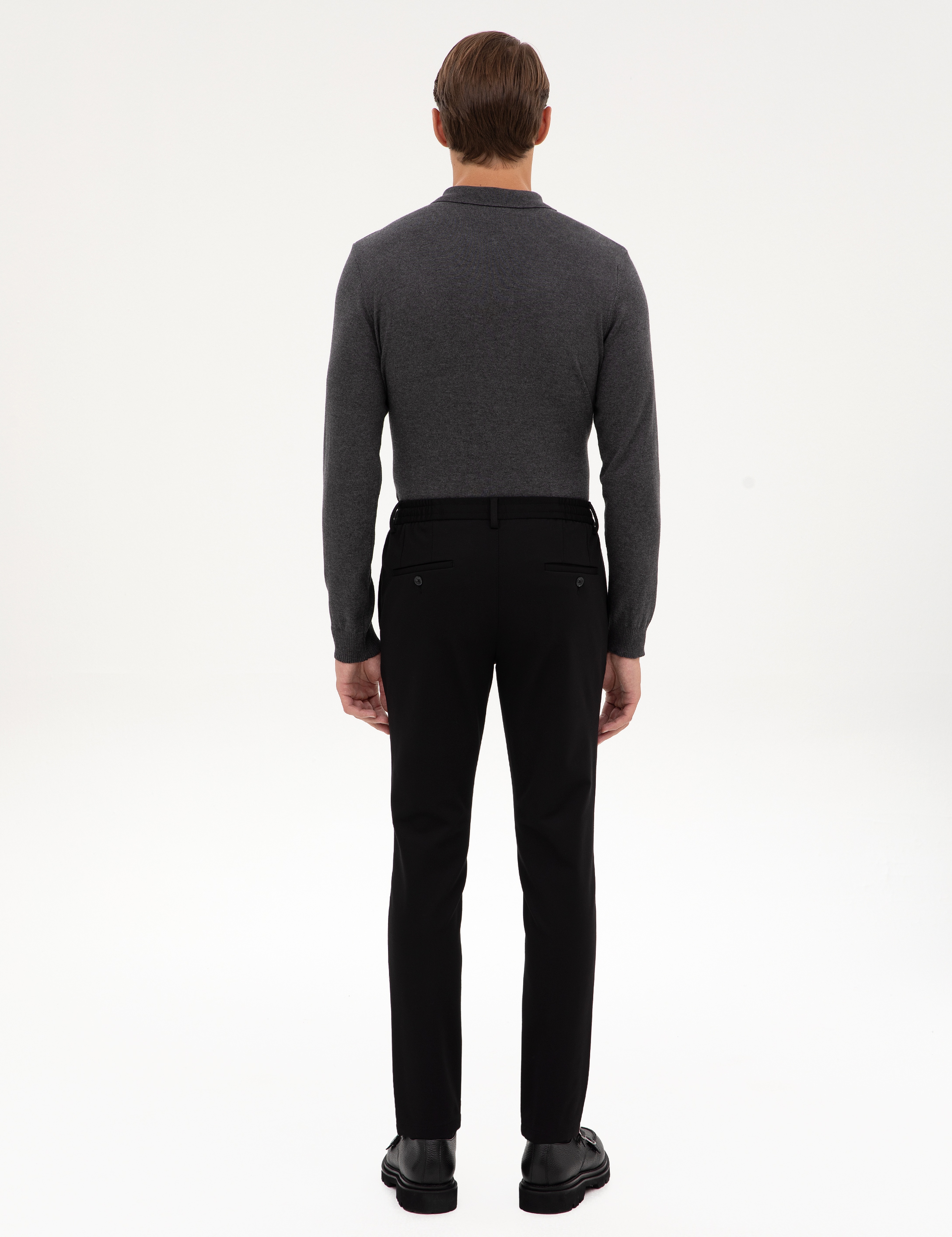 Siyah Beli Lastikli Kordonlu Klasik Jogger Pantolon - Image 4