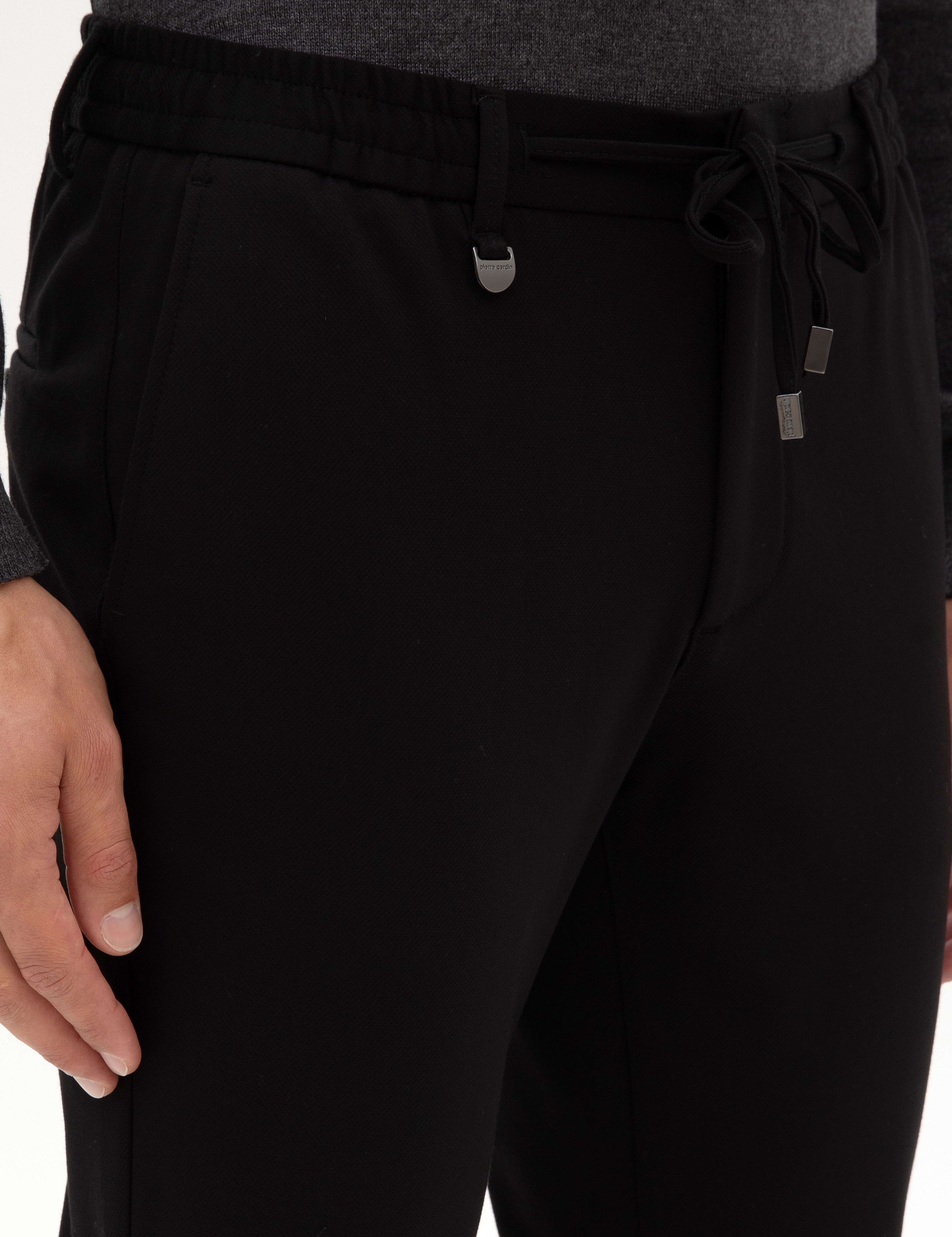 Siyah Beli Lastikli Kordonlu Klasik Jogger Pantolon - Image 5
