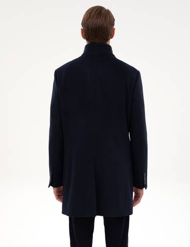 Lacivert Slim Fit Yün Karışımlı Palto