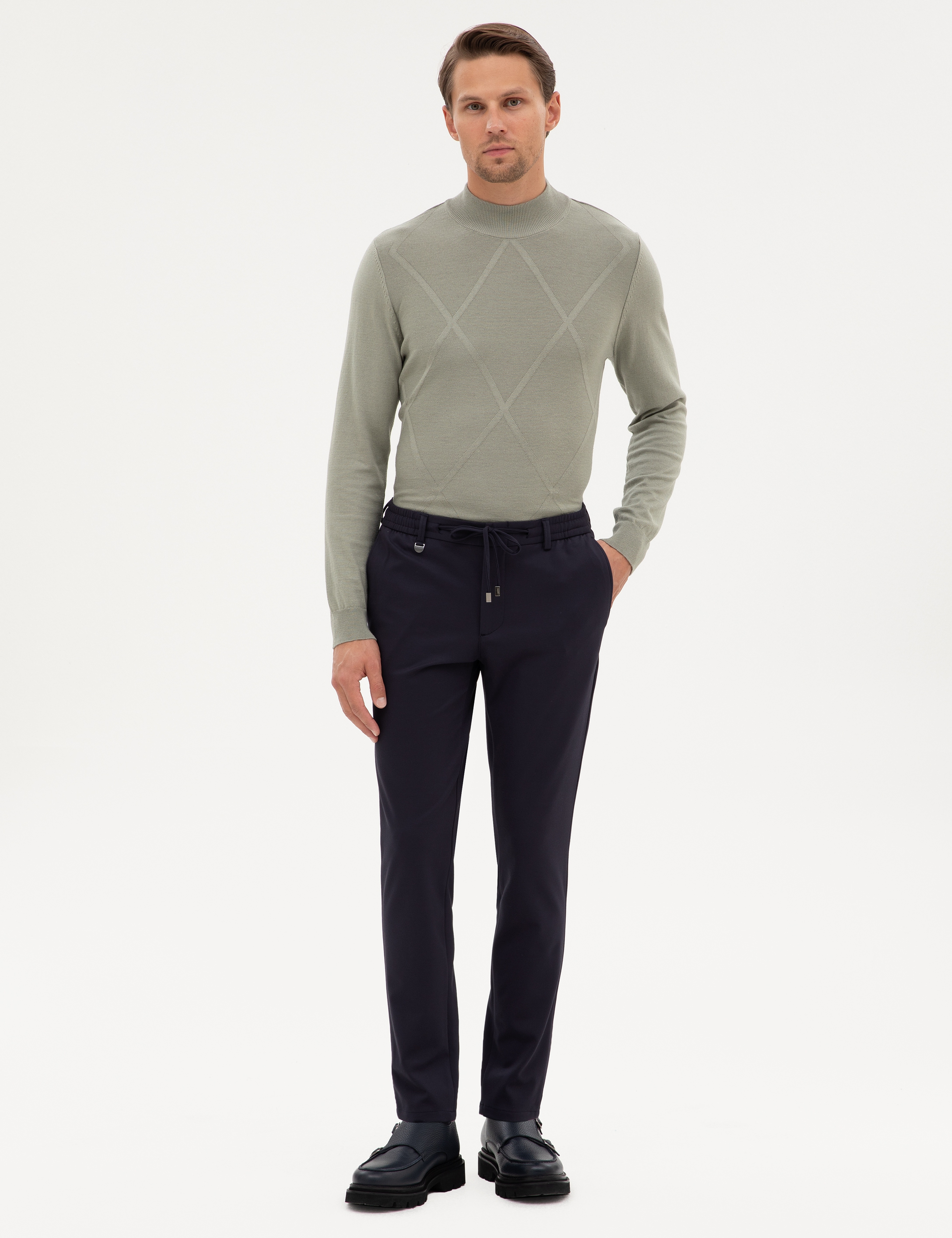 Lacivert Beli Lastikli Kordonlu Klasik Jogger Pantolon
