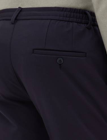 Lacivert Beli Lastikli Kordonlu Klasik Jogger Pantolon
