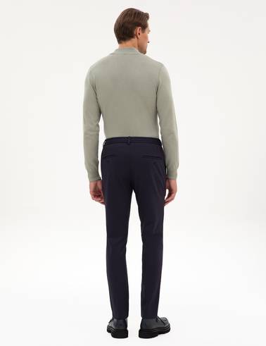 Lacivert Beli Lastikli Kordonlu Klasik Jogger Pantolon