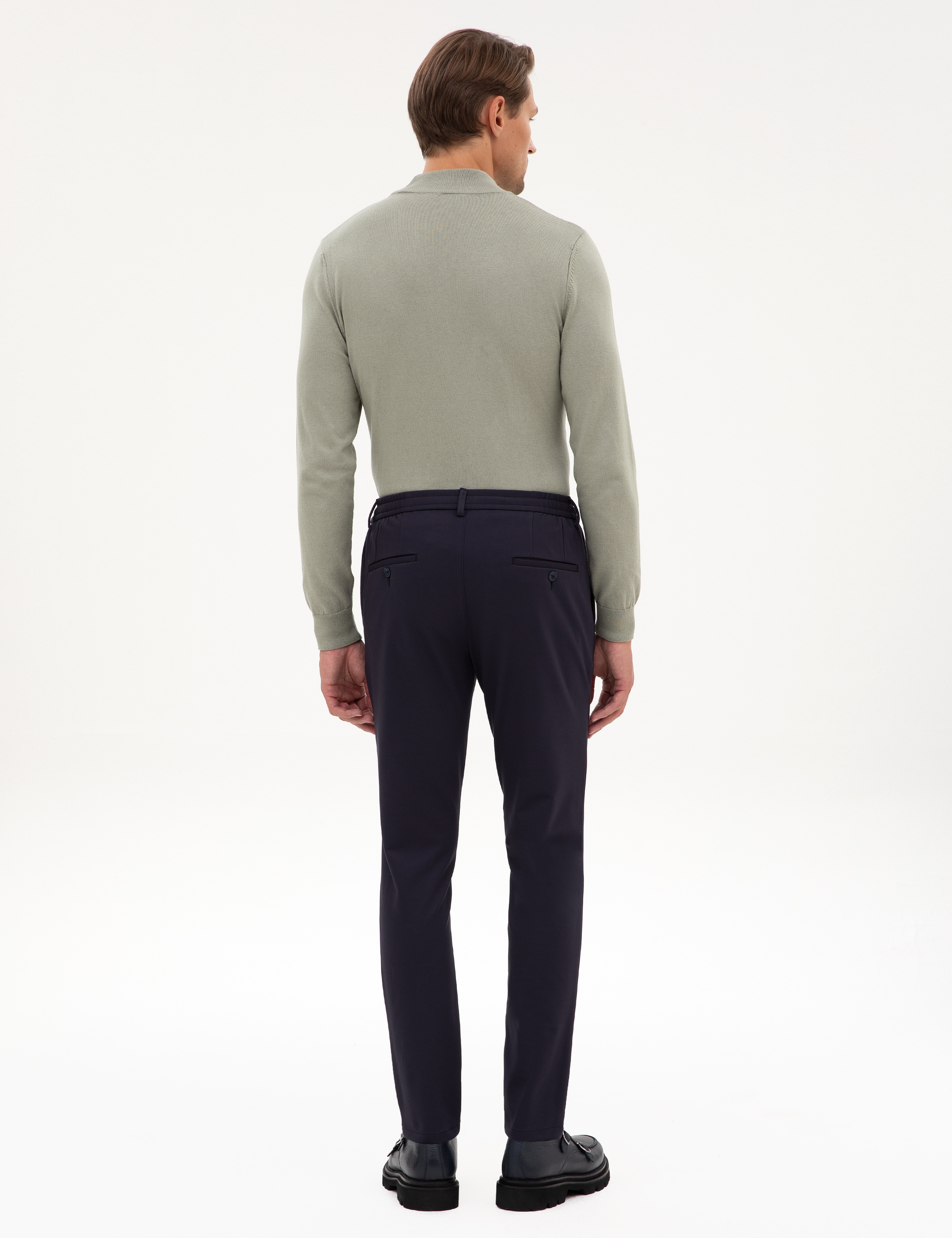 Lacivert Beli Lastikli Kordonlu Klasik Jogger Pantolon - Image 4