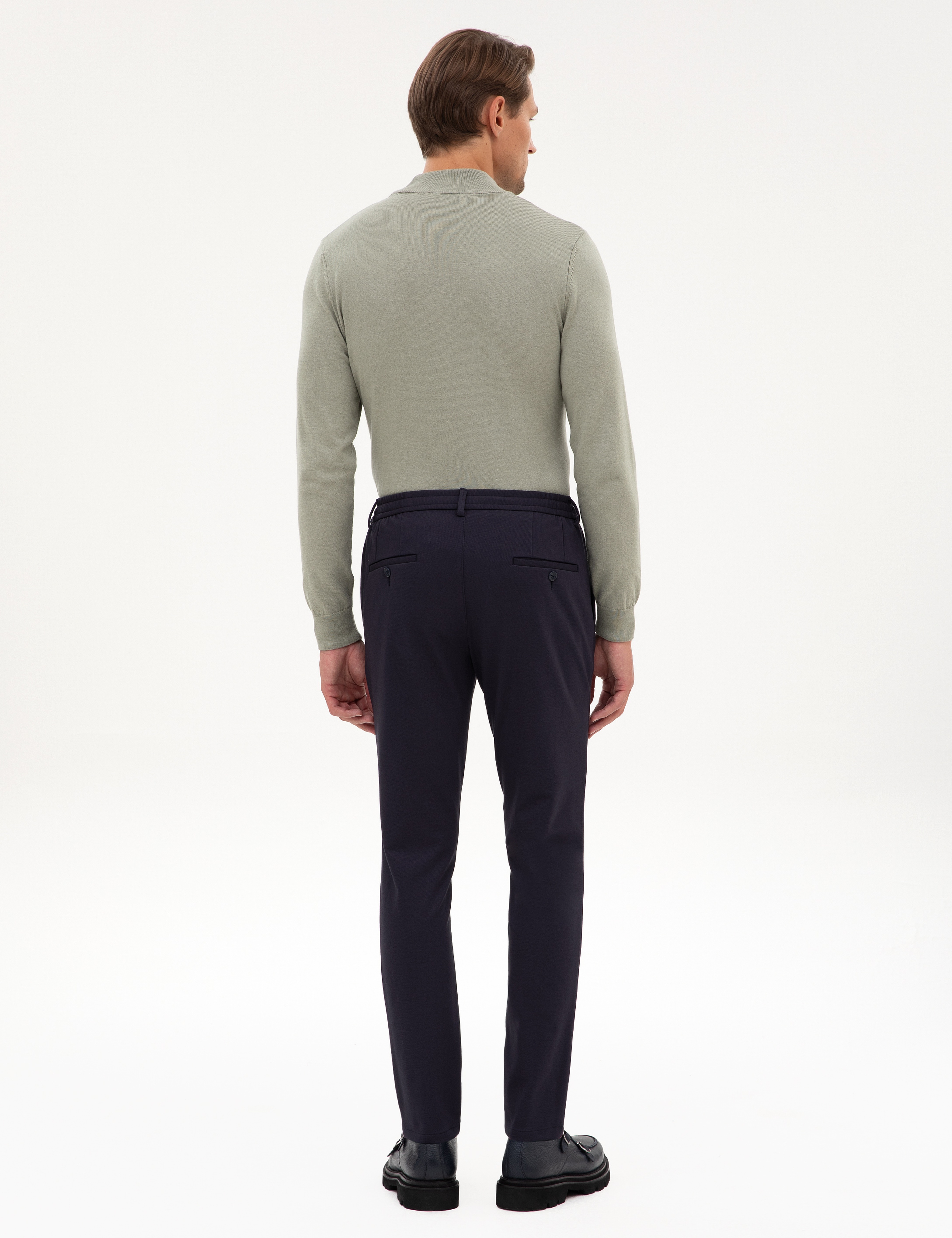 Lacivert Beli Lastikli Kordonlu Klasik Jogger Pantolon