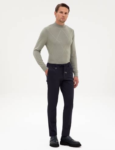 Lacivert Beli Lastikli Kordonlu Klasik Jogger Pantolon