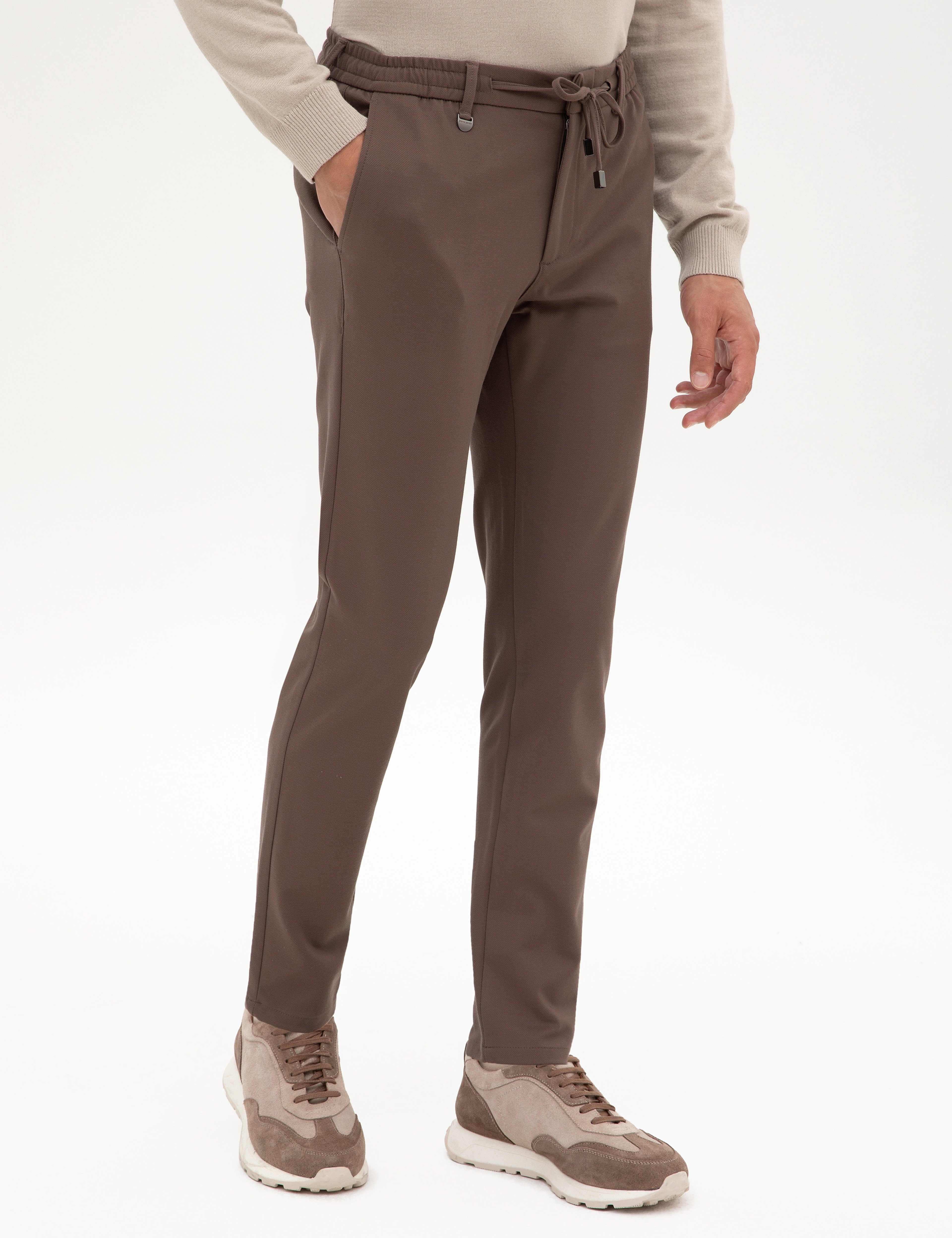 Vizon Beli Lastikli Kordonlu Klasik Jogger Pantolon