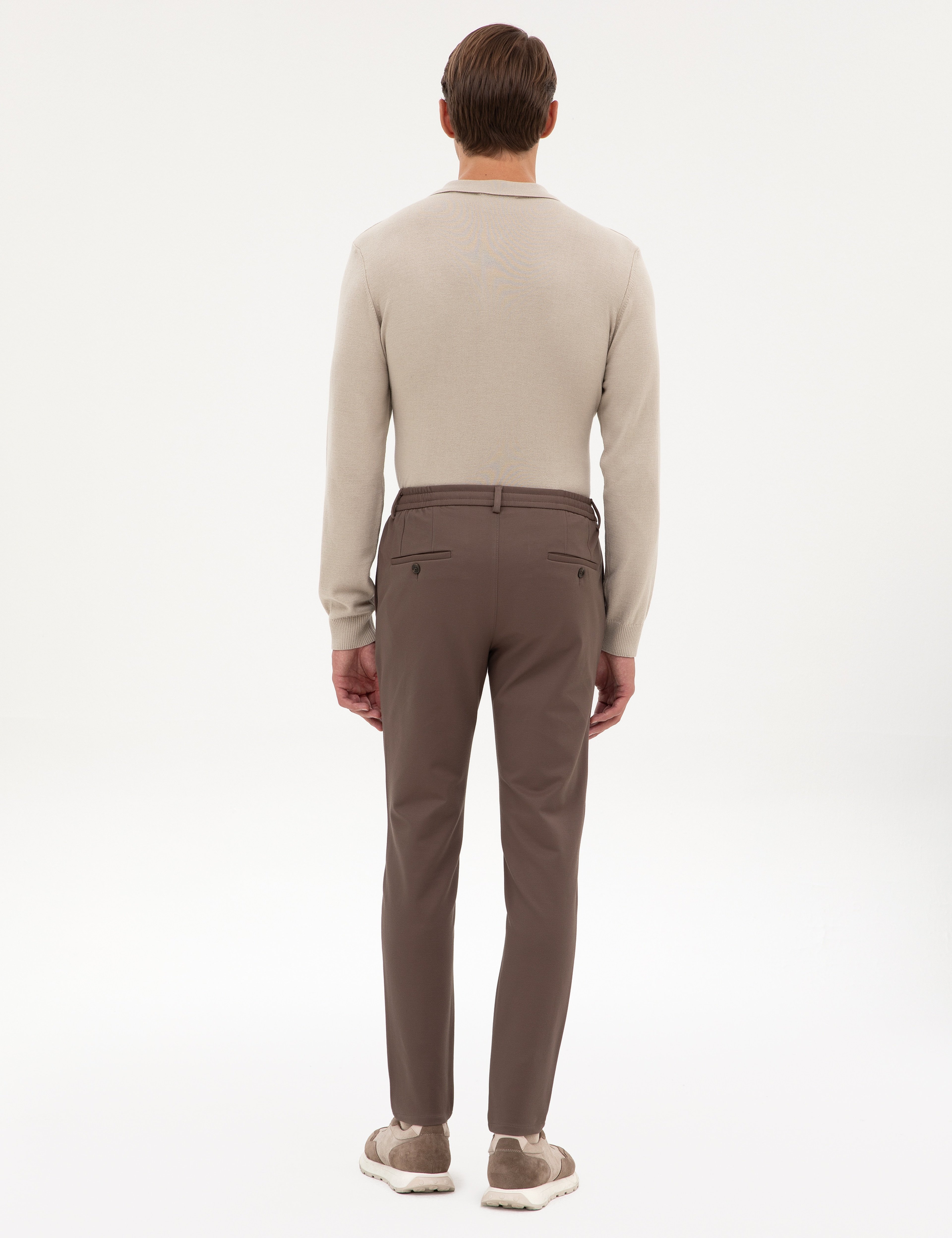 Vizon Beli Lastikli Kordonlu Klasik Jogger Pantolon