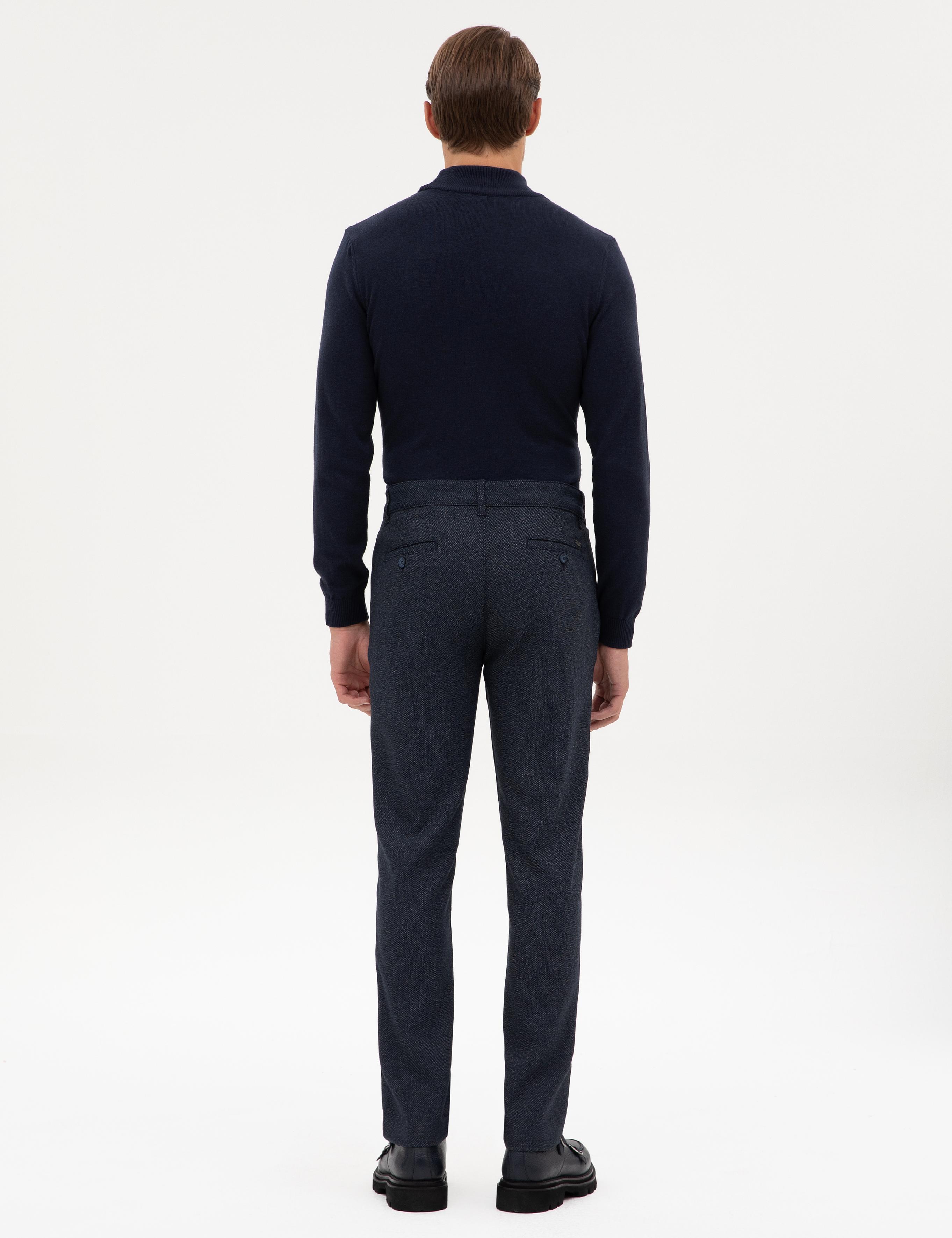 Lacivert Slim Fit Kanvas Pantolon