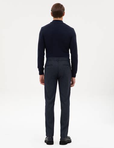 Lacivert Slim Fit Kanvas Pantolon