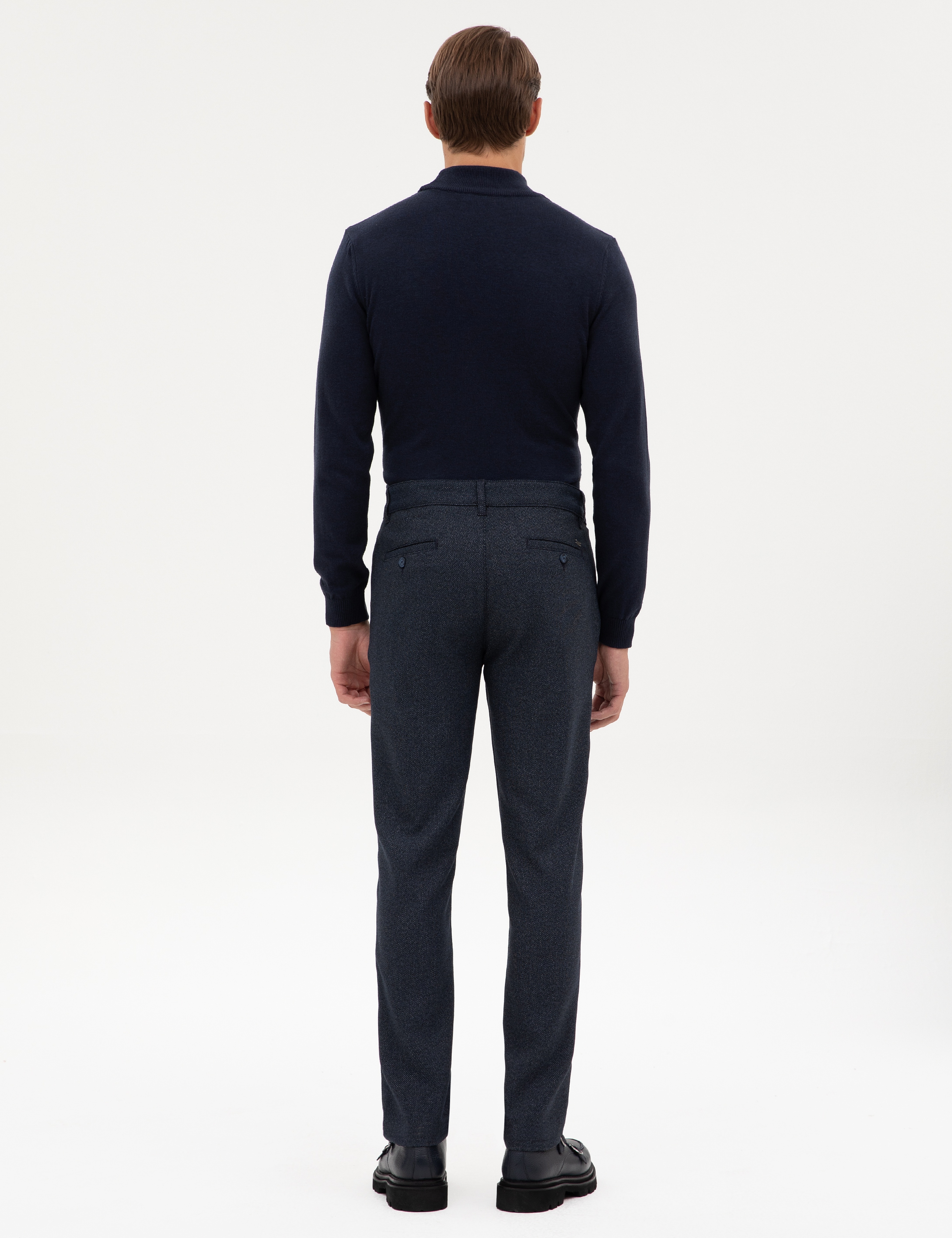 Lacivert Slim Fit Kanvas Pantolon