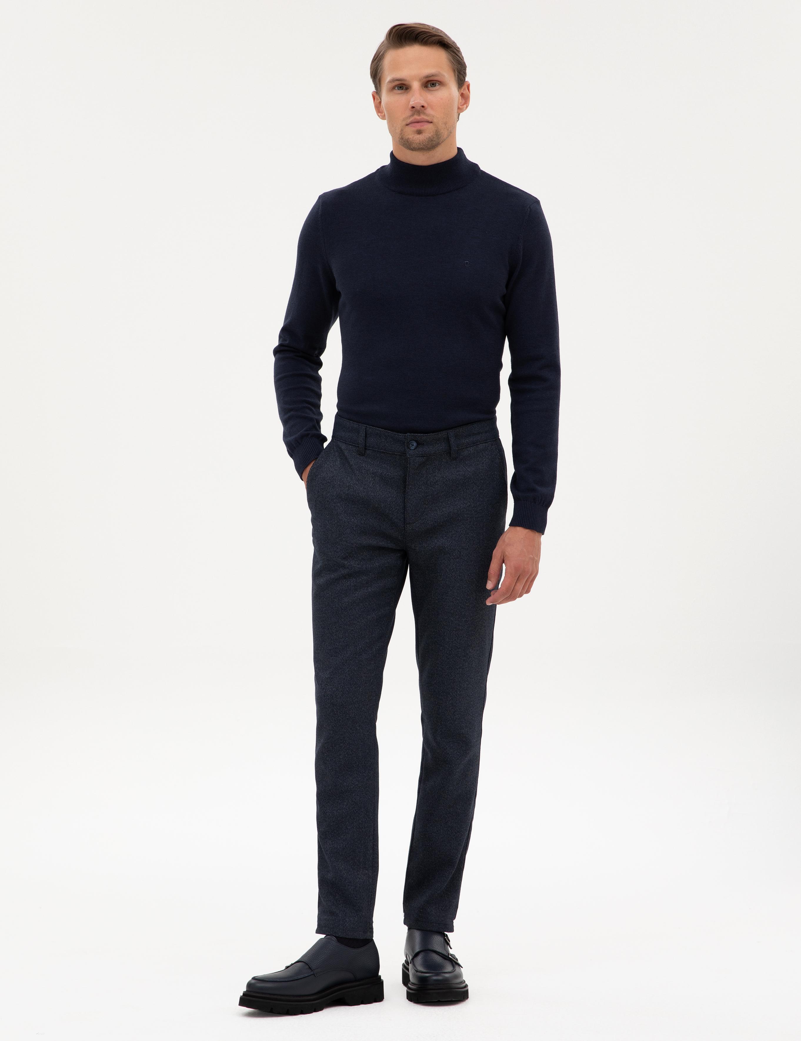 Lacivert Slim Fit Kanvas Pantolon