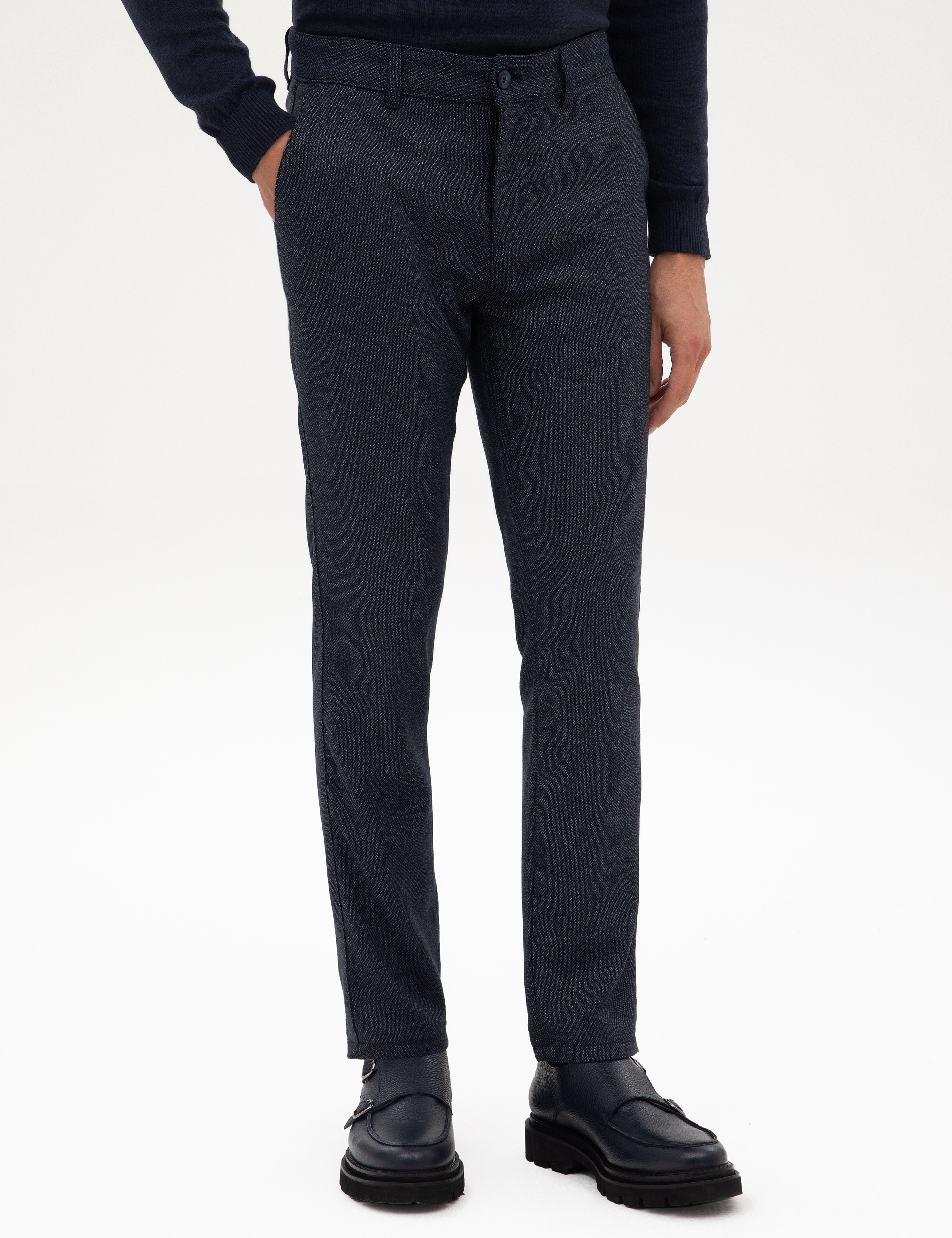Lacivert Slim Fit Kanvas Pantolon