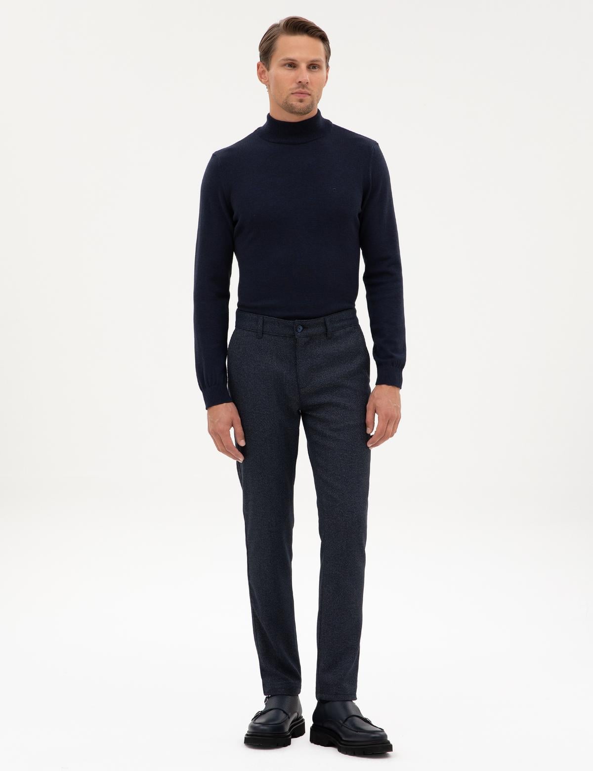 Lacivert Slim Fit Kanvas Pantolon - 50317275101