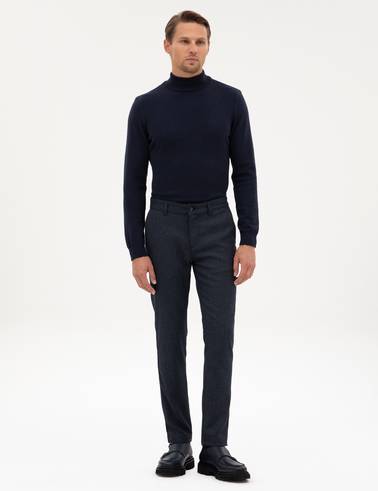 Lacivert Slim Fit Kanvas Pantolon