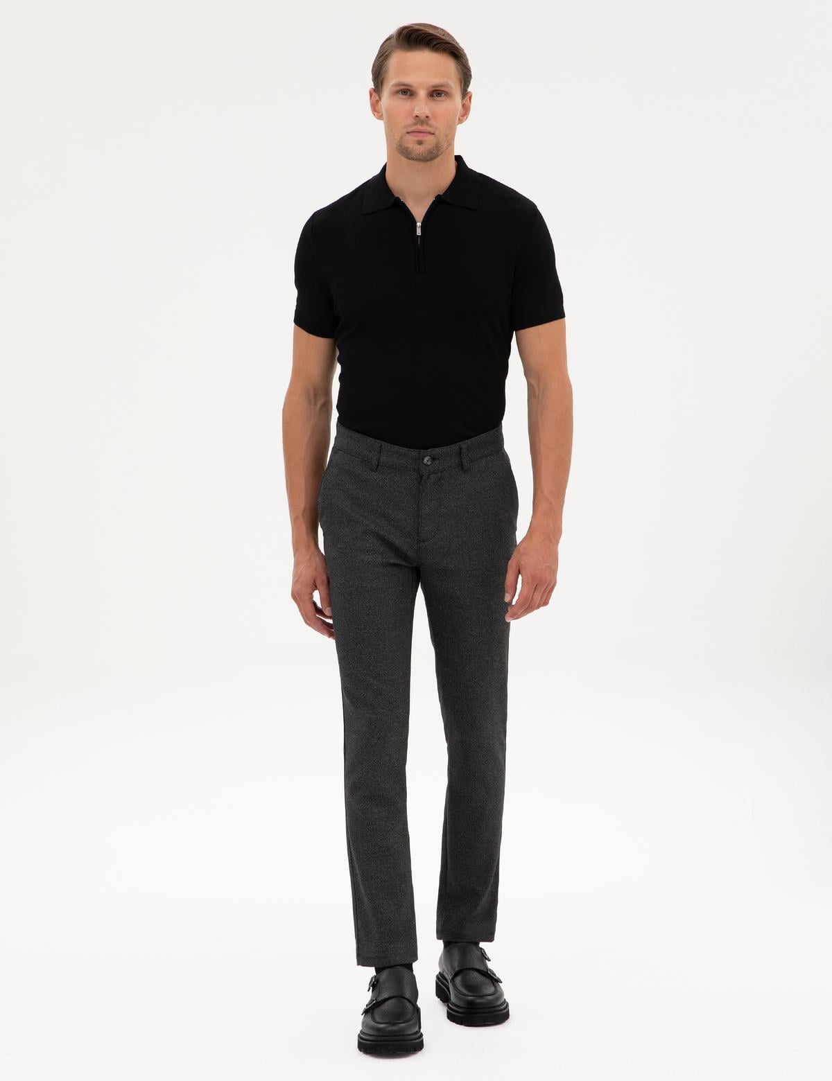 Siyah Slim Fit Kanvas Pantolon