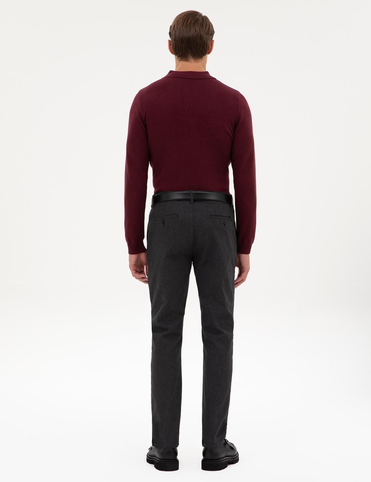 Siyah Slim Fit Kanvas Pantolon - 50317228131