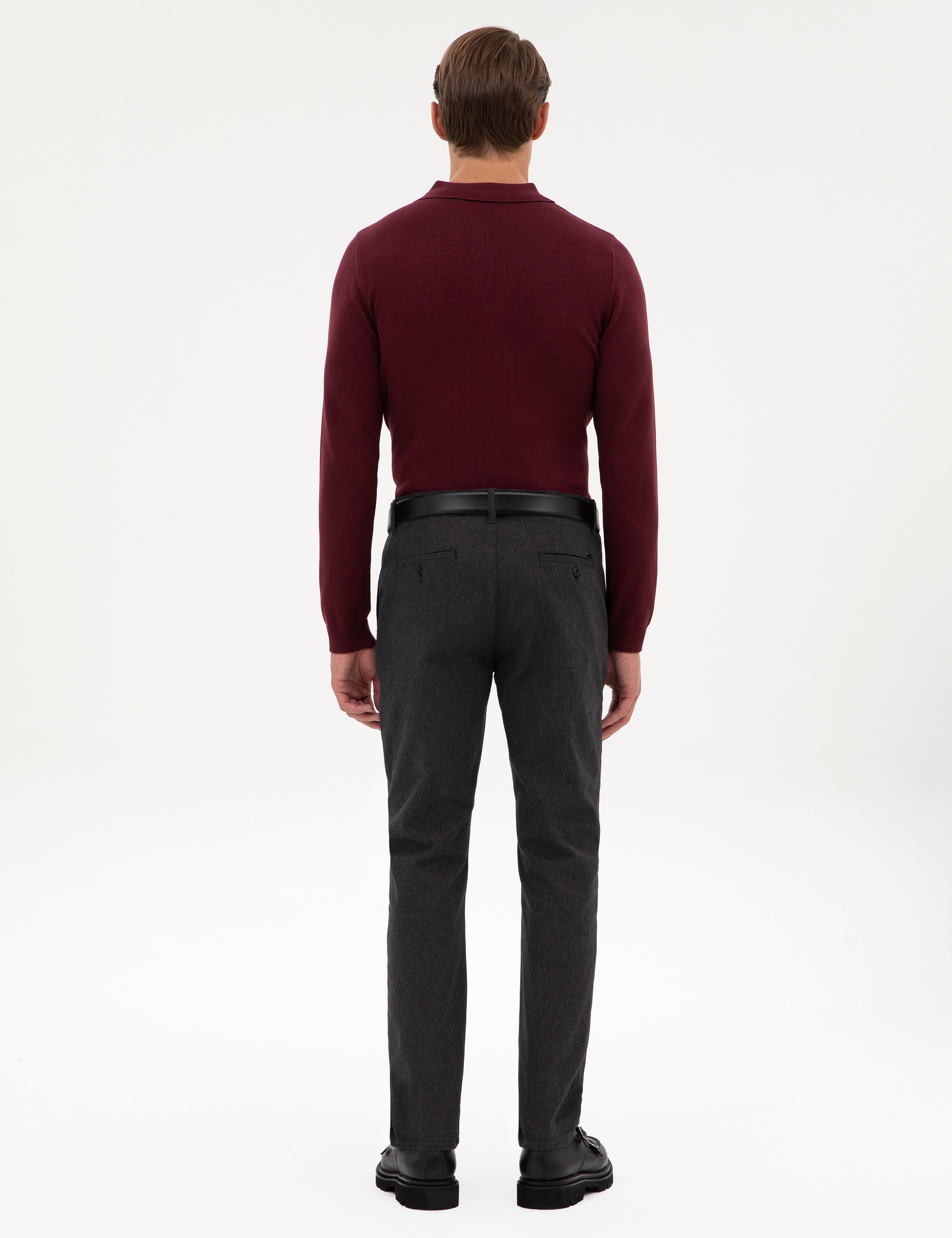 Siyah Slim Fit Kanvas Pantolon - Image 4