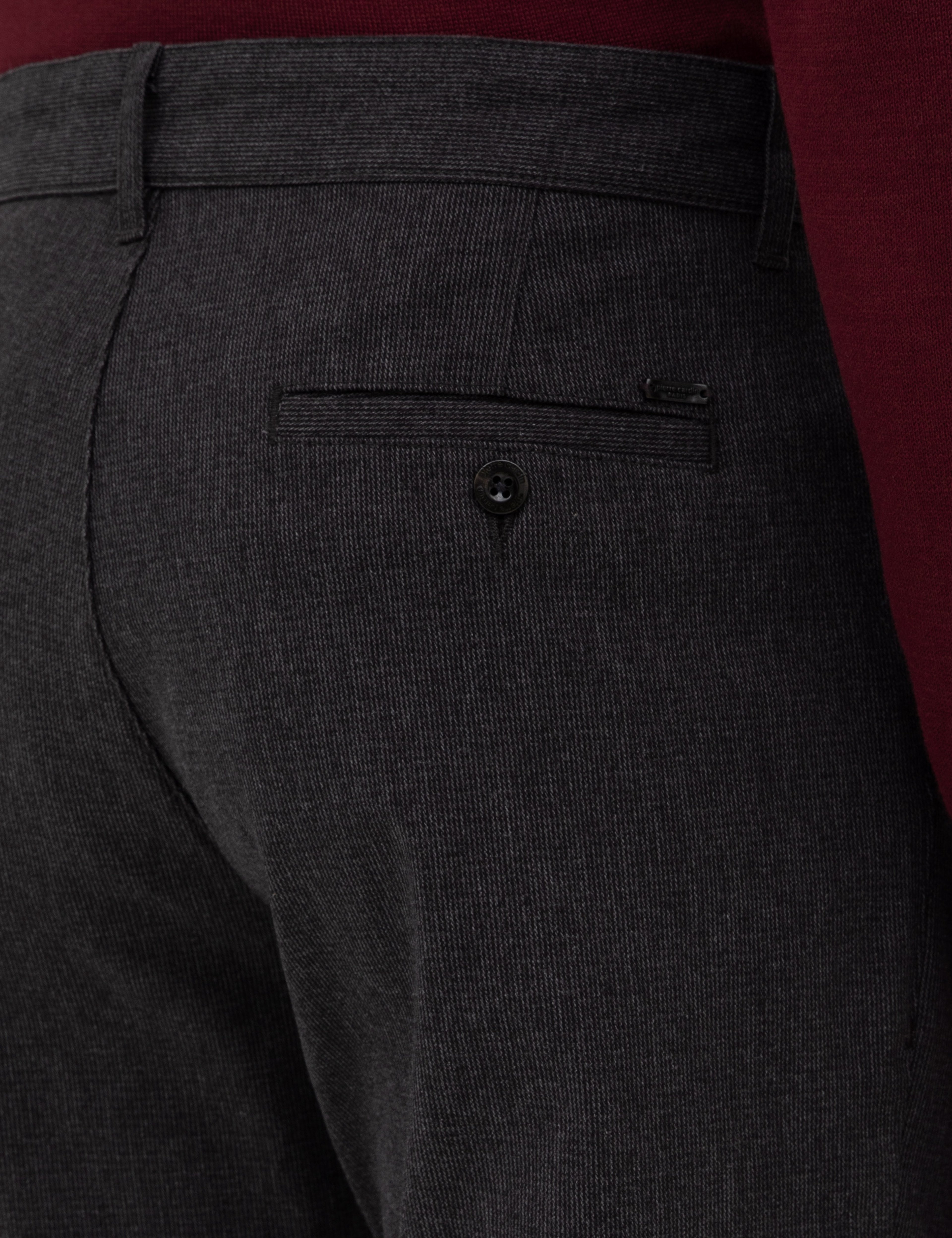 Siyah Slim Fit Kanvas Pantolon - Image 6