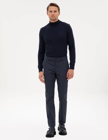 Lacivert Slim Fit Kanvas Pantolon