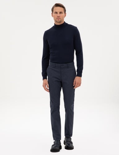 Lacivert Slim Fit Kanvas Pantolon