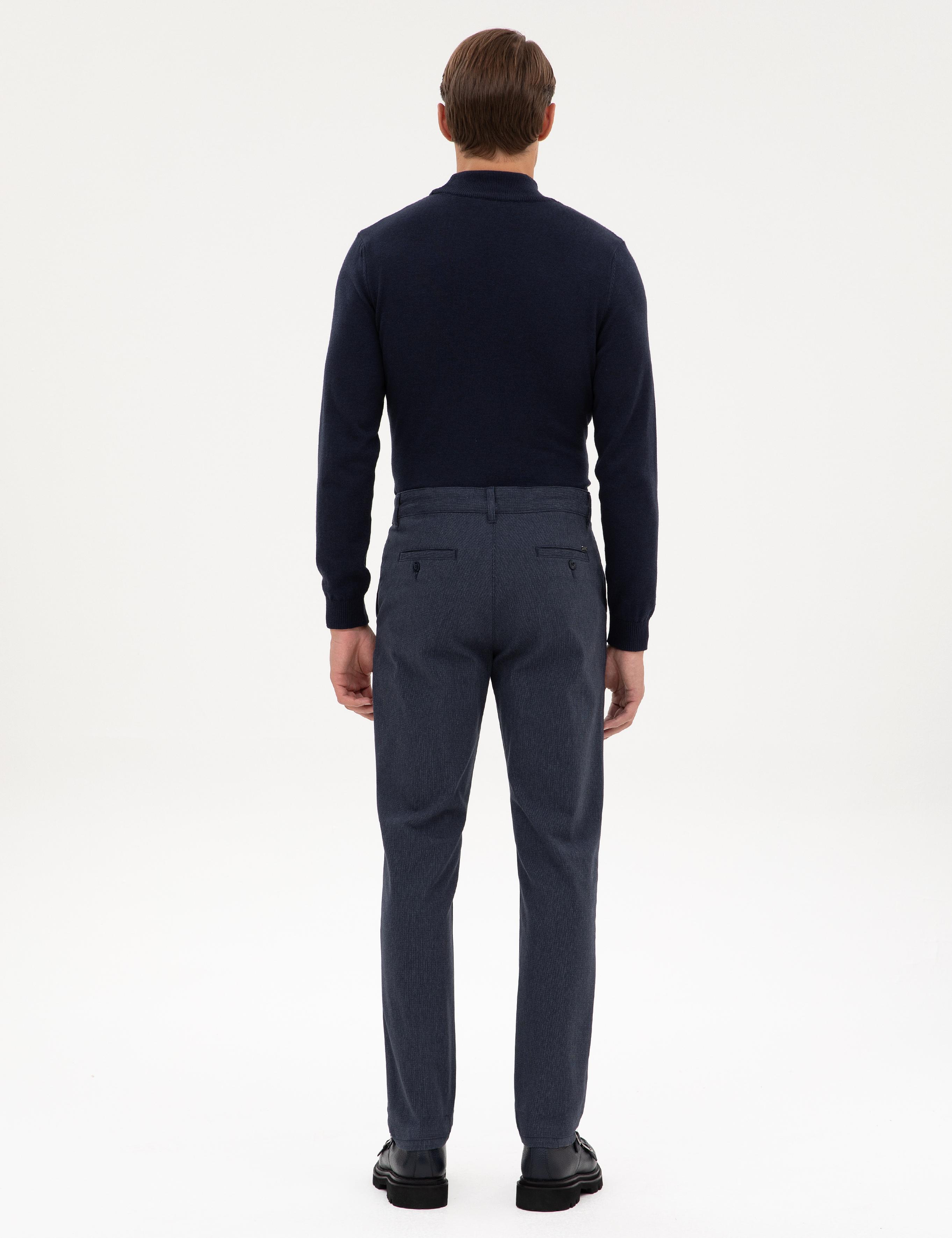 Lacivert Slim Fit Kanvas Pantolon