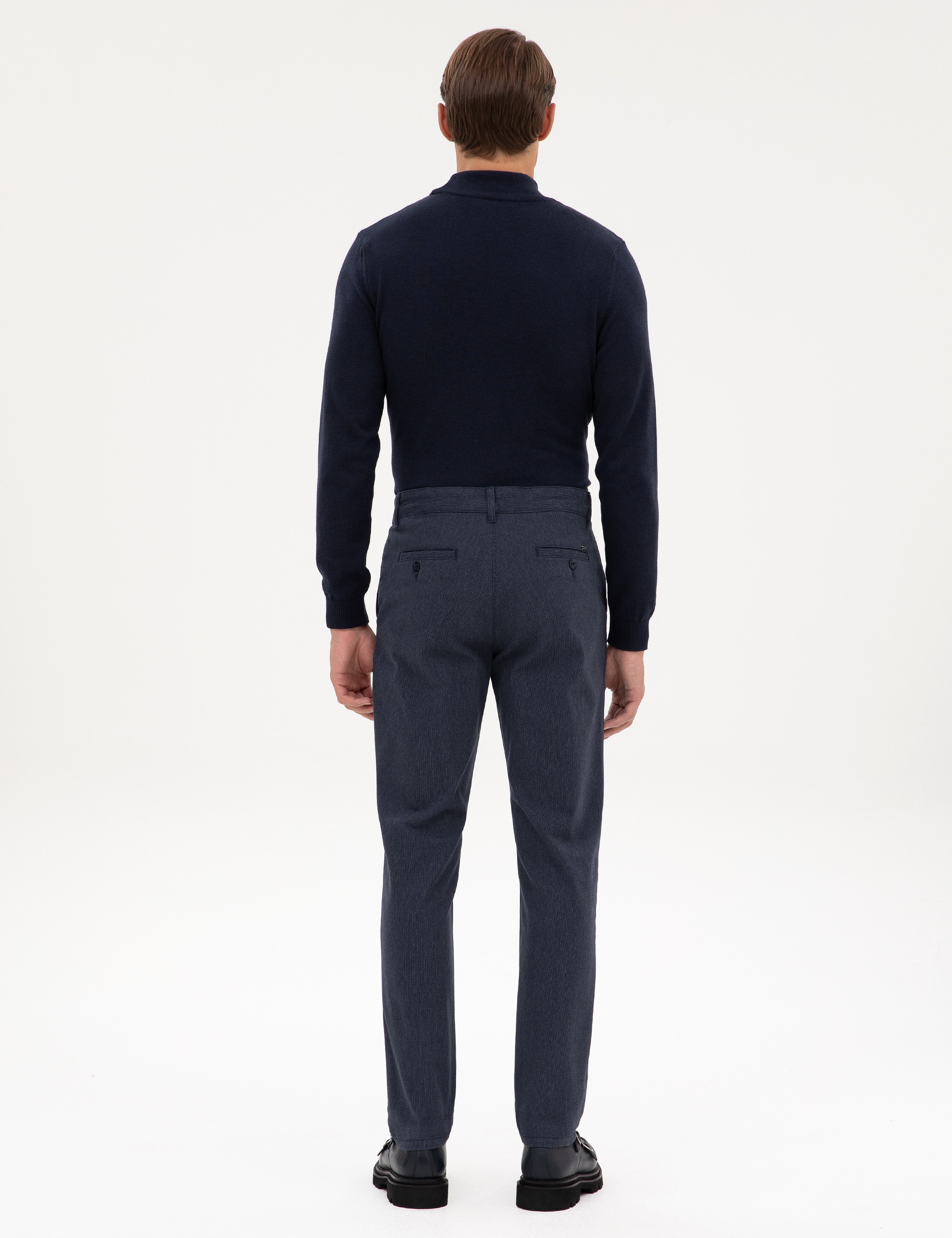 Lacivert Slim Fit Kanvas Pantolon