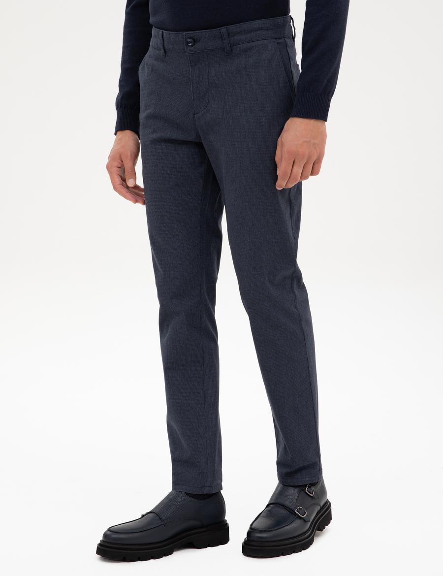 Lacivert Slim Fit Kanvas Pantolon