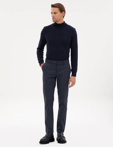 Lacivert Slim Fit Kanvas Pantolon