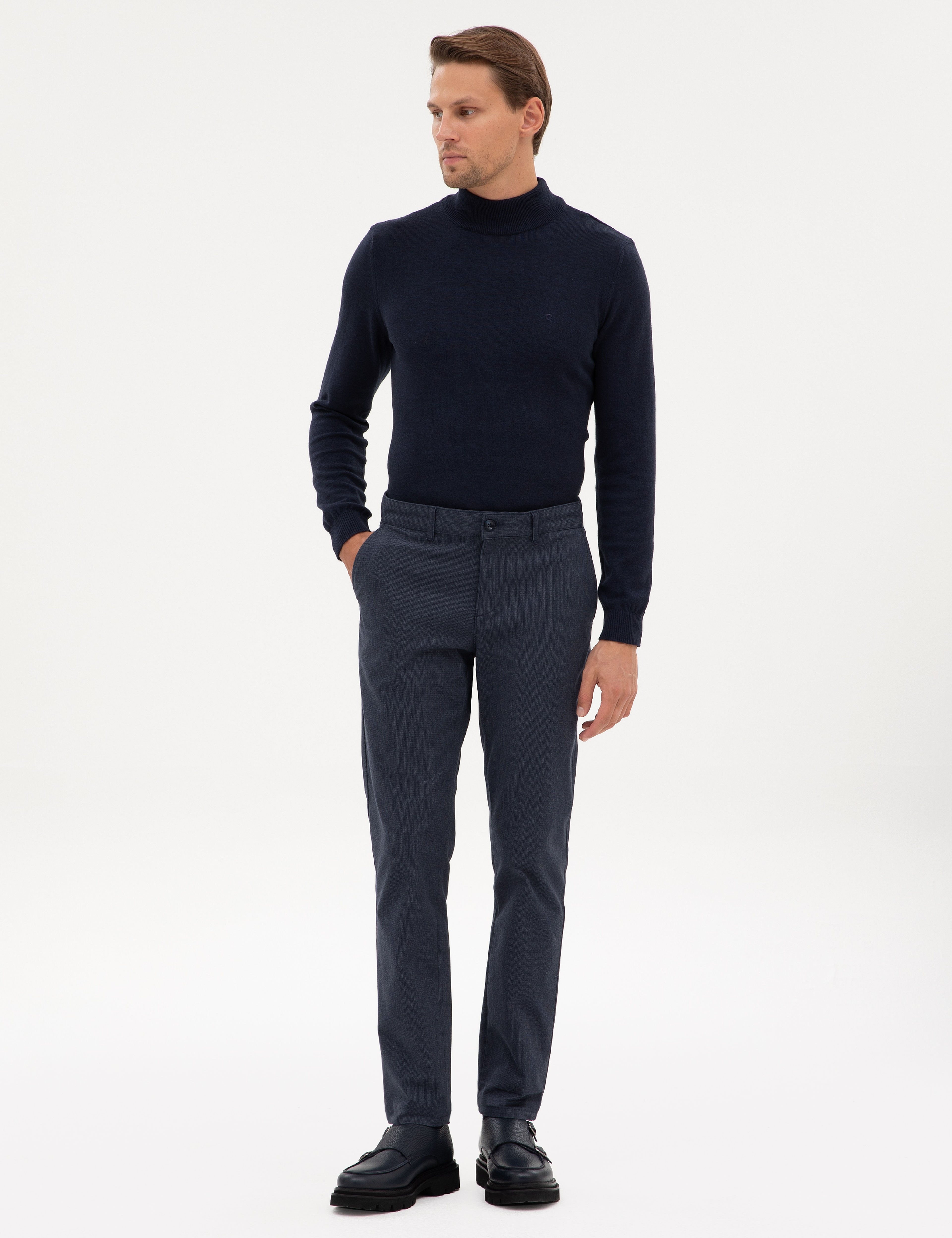 Lacivert Slim Fit Kanvas Pantolon - Image 3