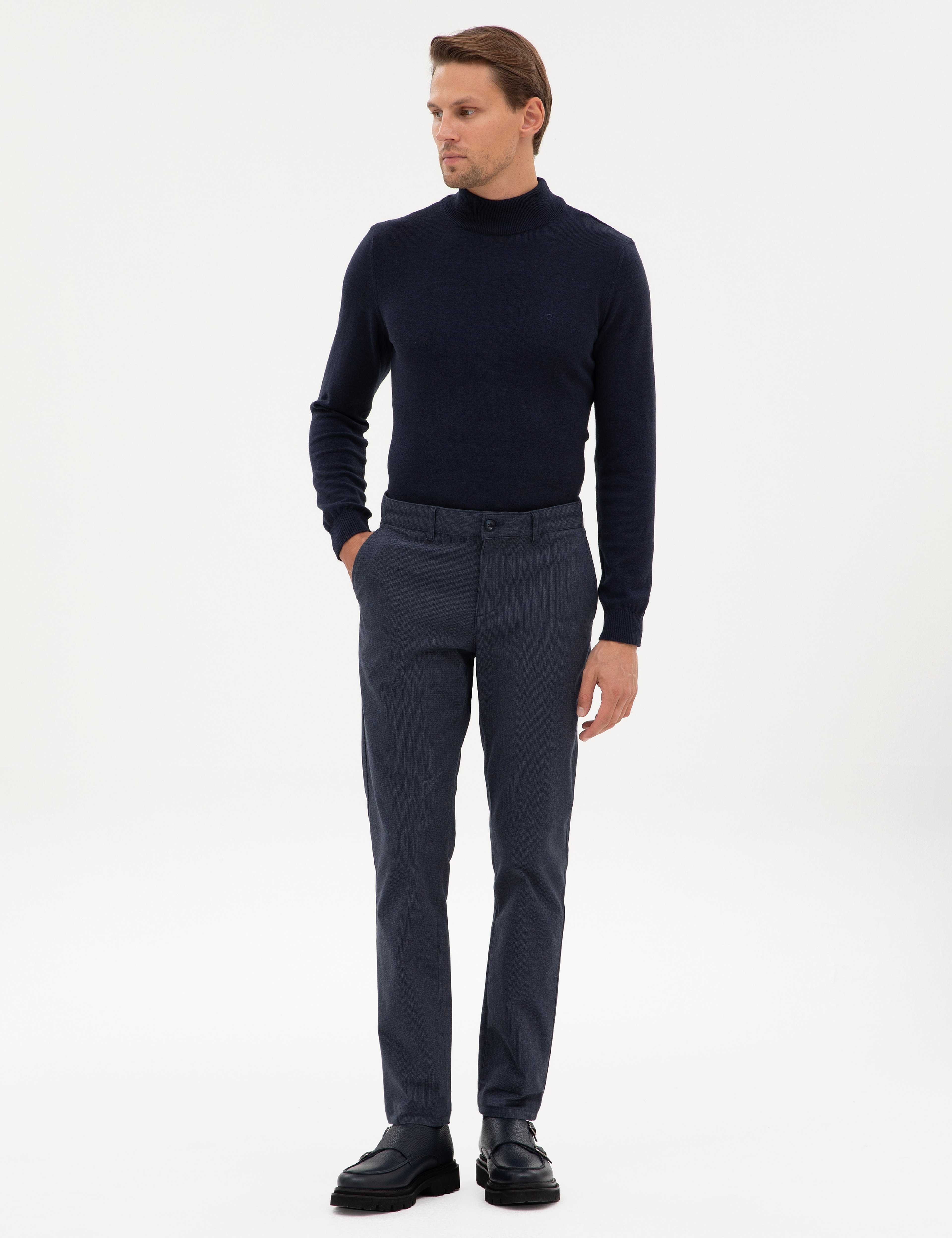 Lacivert Slim Fit Kanvas Pantolon