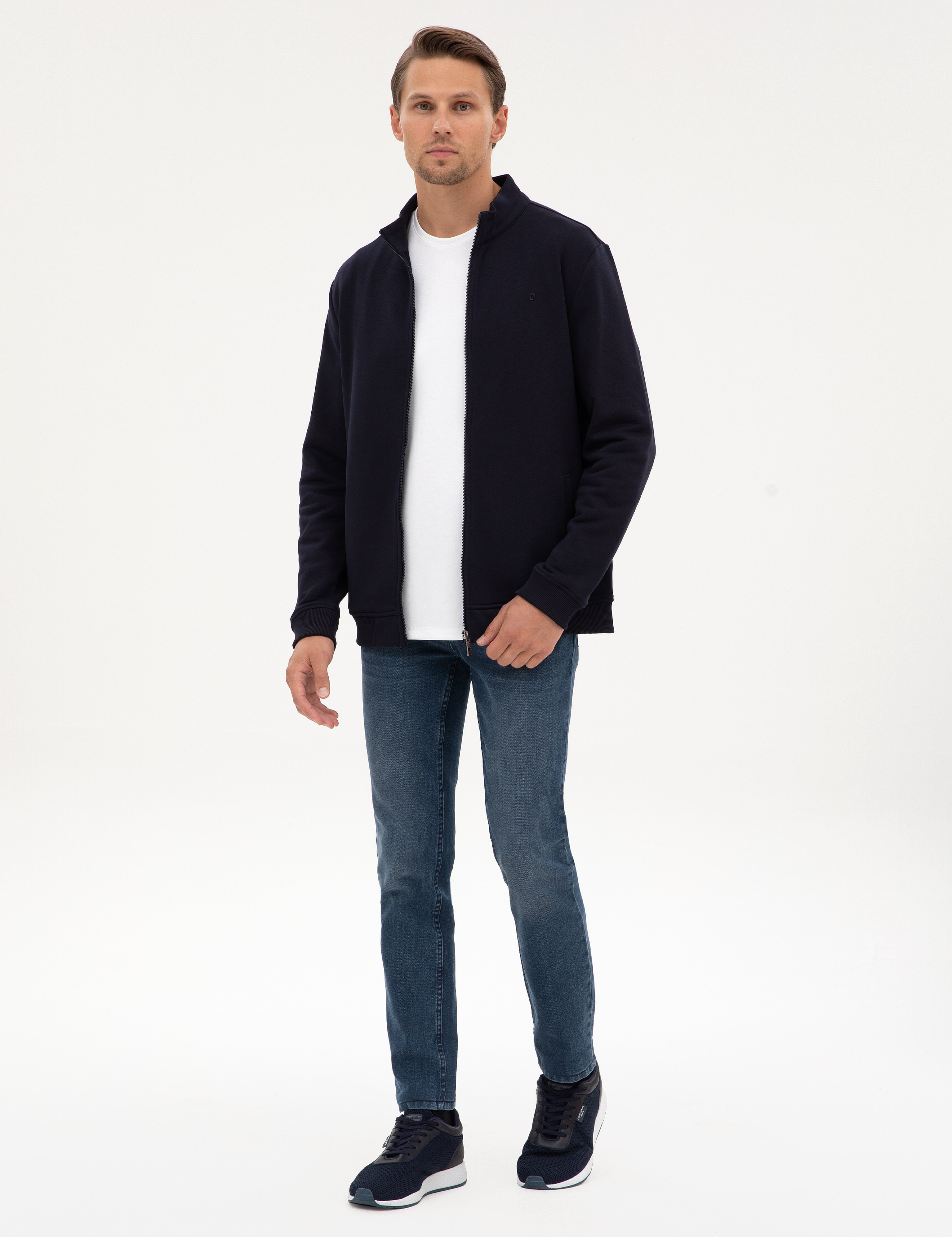 Lacivert Regular Fit Örme Hırka - Image 4