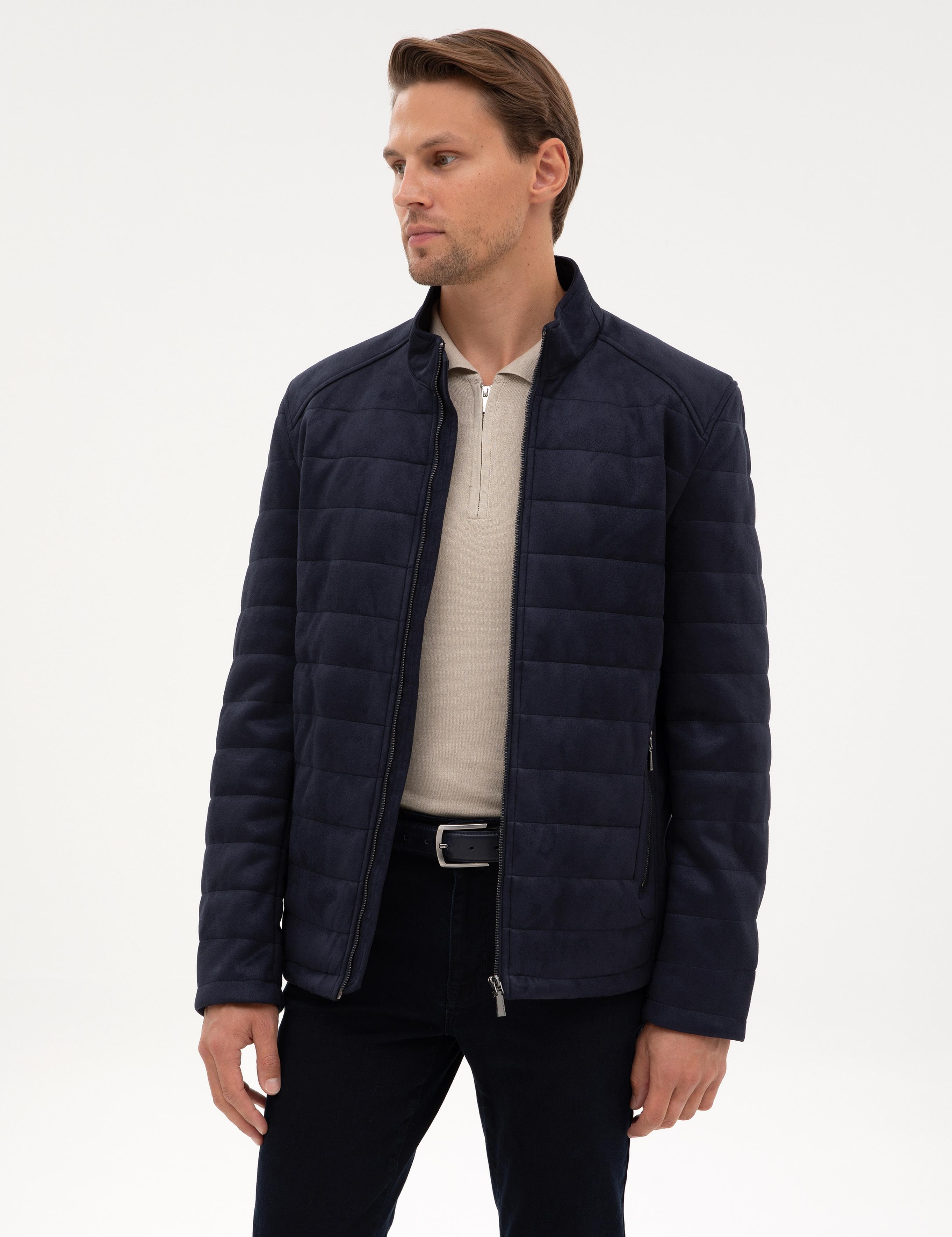 Lacivert Suni Deri Ceket