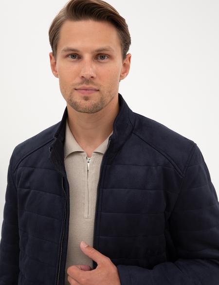 Lacivert Suni Deri Ceket - 50318154009