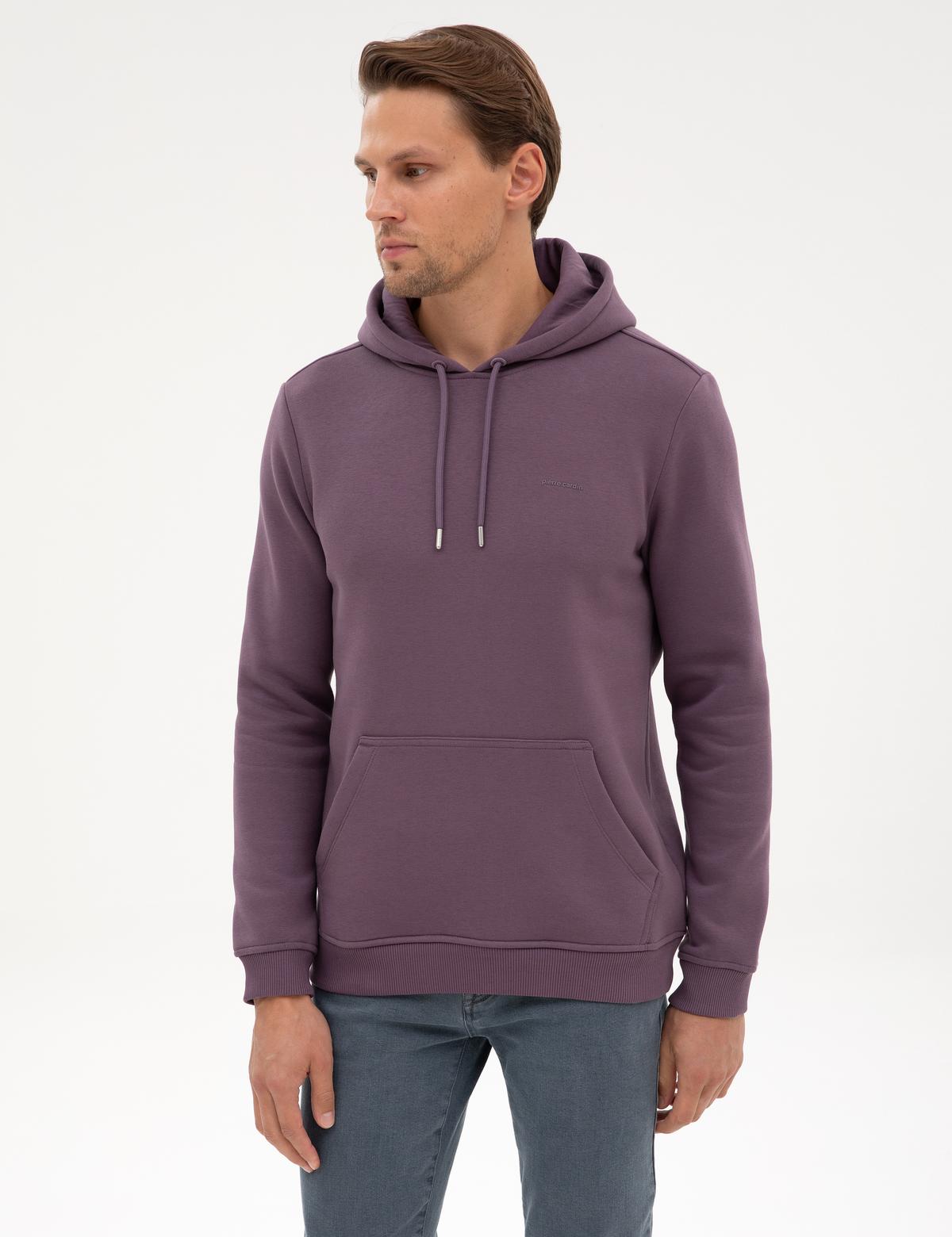 Mor 2 İplik Regular Fit İçi Polarlı Kapüşonlu Basic Sweatshirt - 50314055054