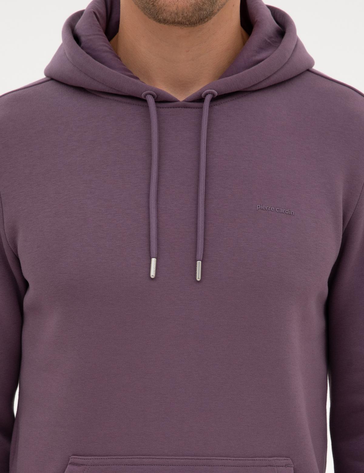 Mor 2 İplik Regular Fit İçi Polarlı Kapüşonlu Basic Sweatshirt - 50314055054