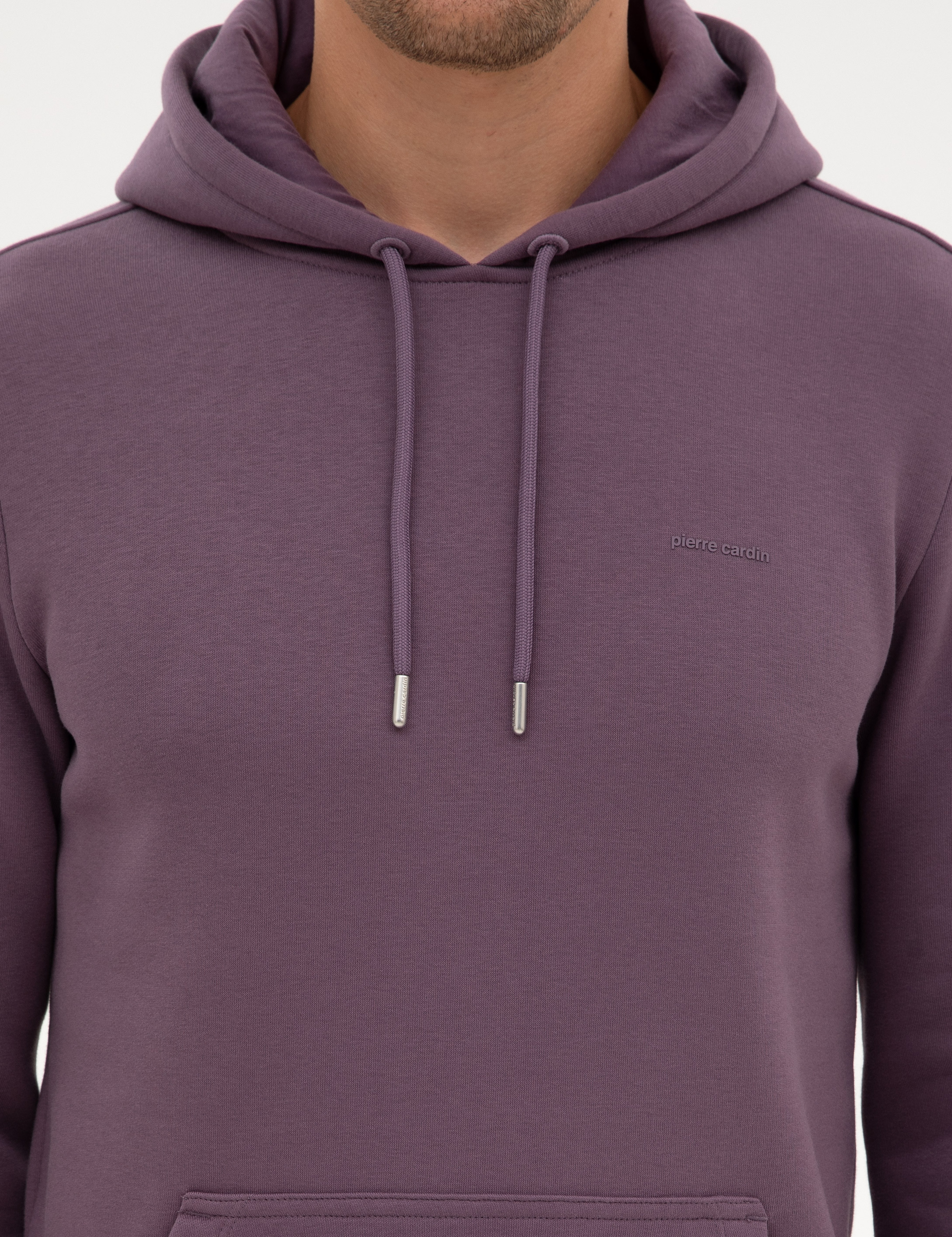 Mor 2 İplik Regular Fit Kapüşonlu Basic Sweatshirt - Image 6