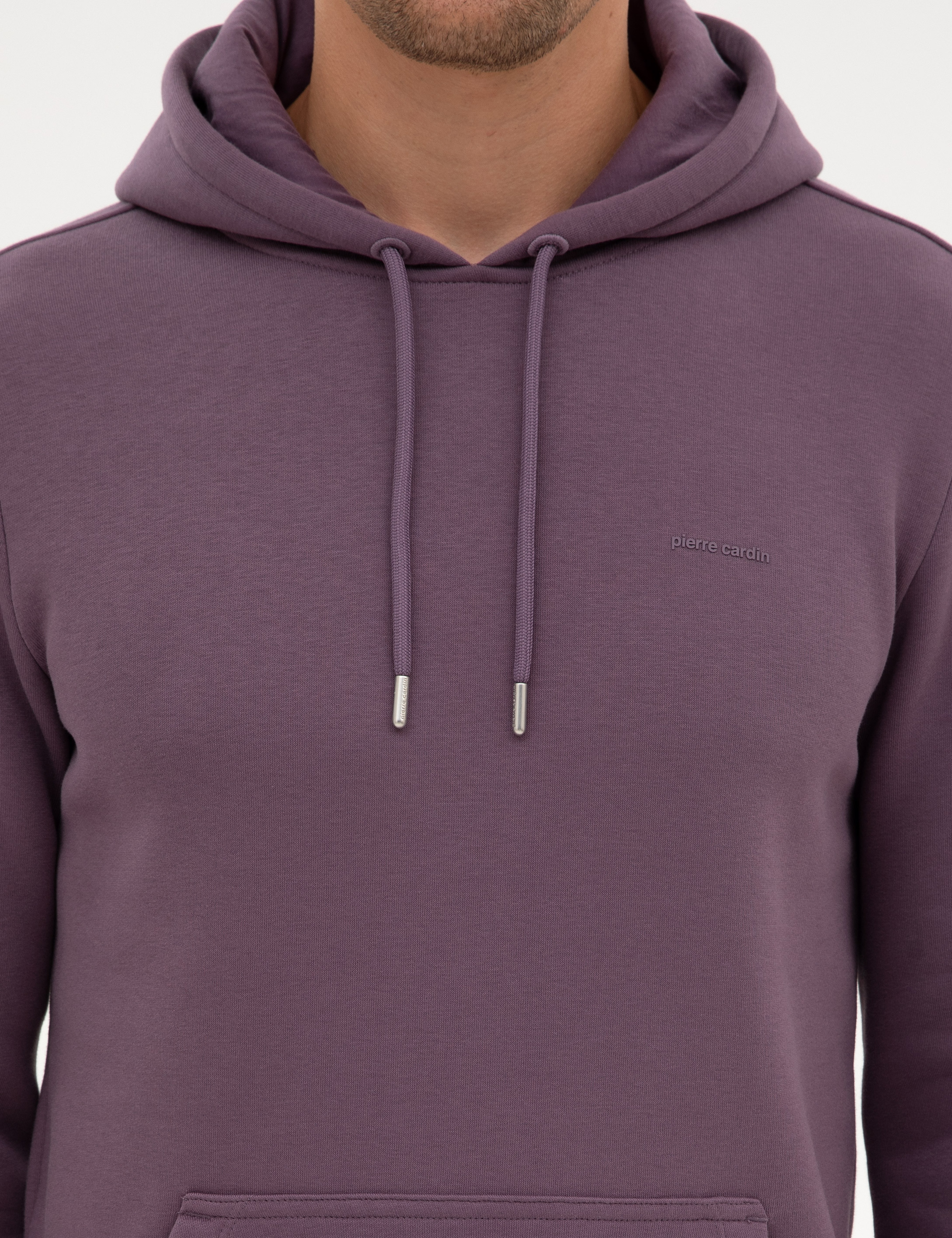 Mor 2 İplik Regular Fit Kapüşonlu Basic Sweatshirt