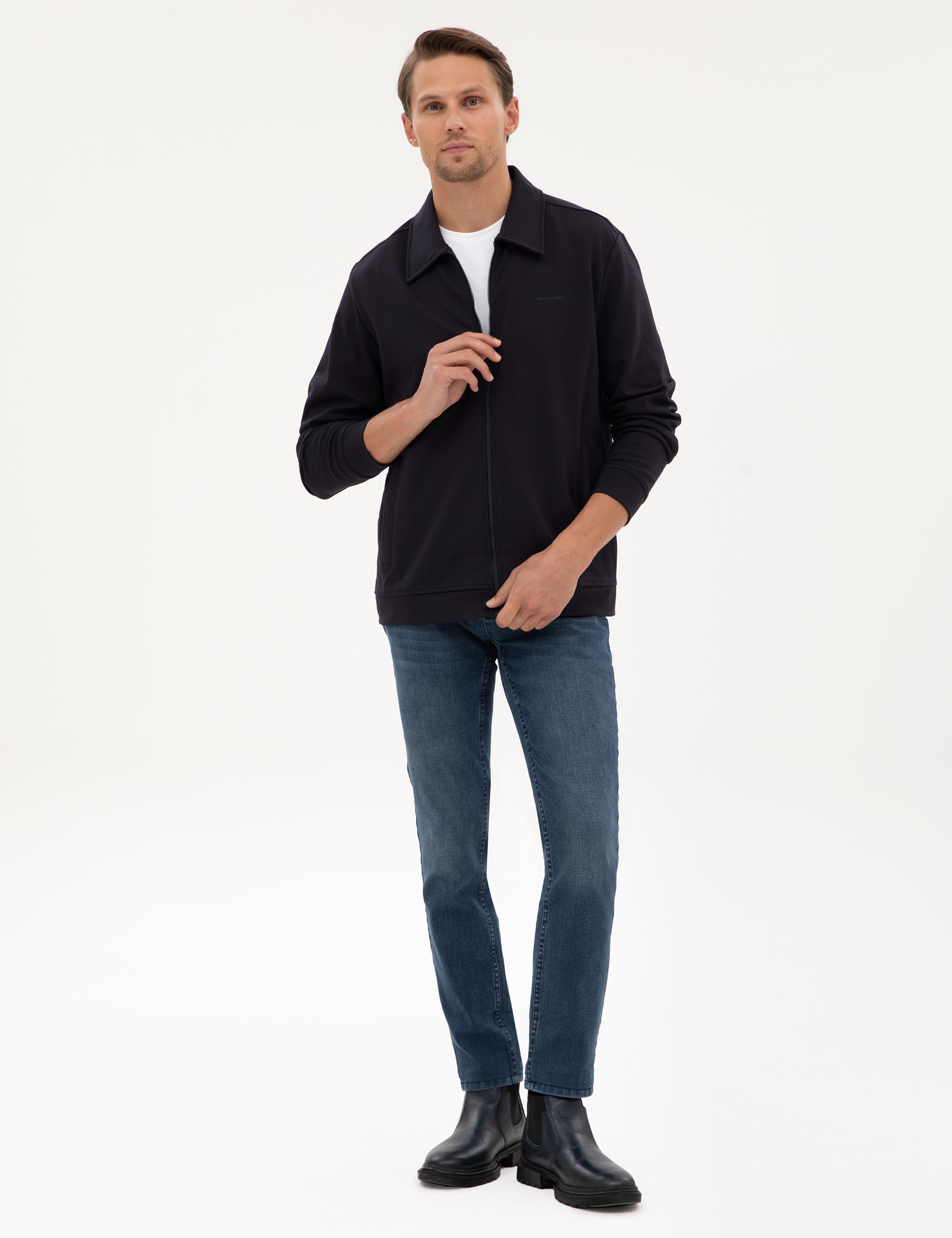Lacivert Regular Fit Örme Hırka - Image 4