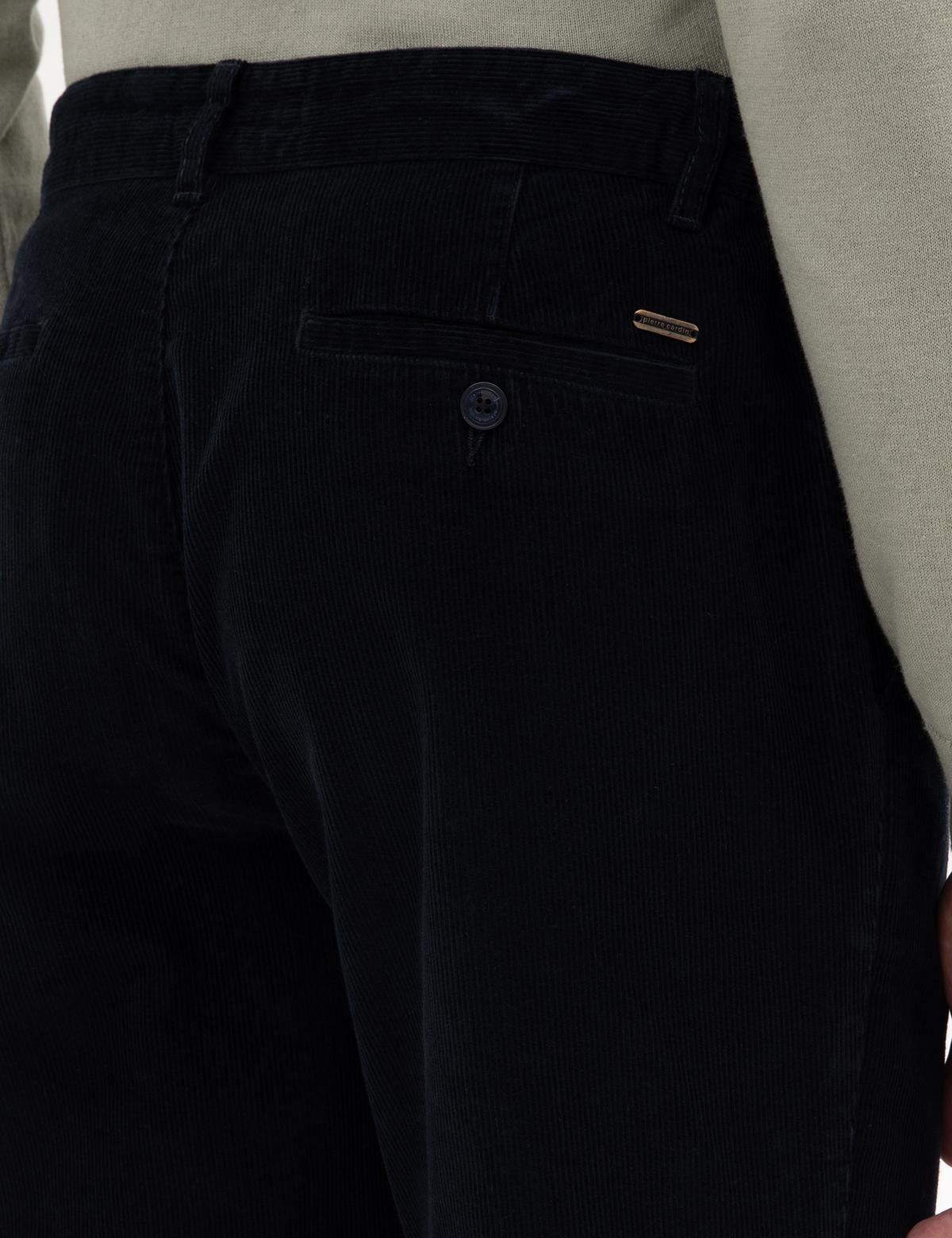 Lacivert Carrot Fit Beli Lastikli Kordonlu Kanvas Pantolon - 50315294094